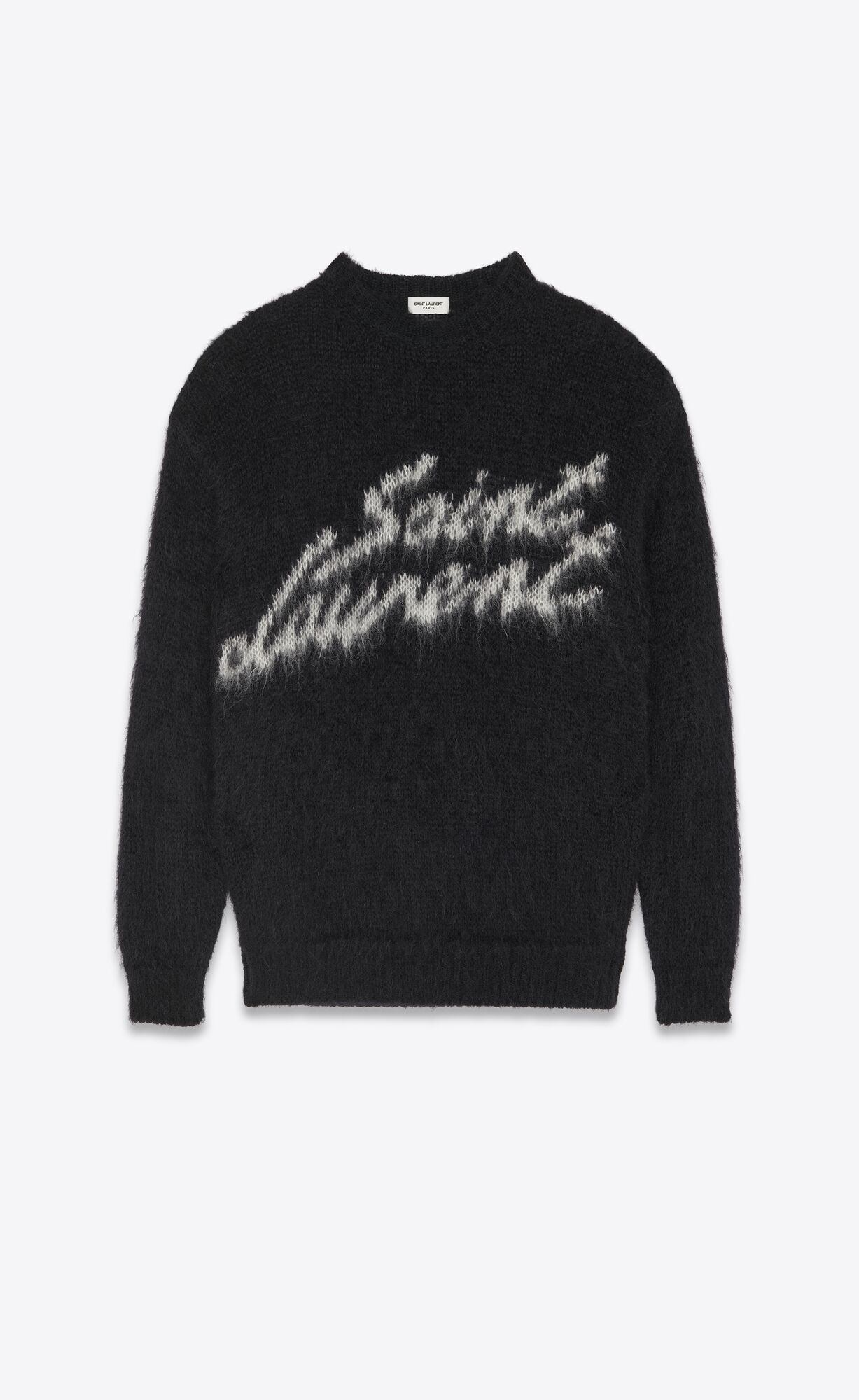 YSL 90s Saint Laurent Pullover In Mohair Noir Et Naturel | 97153-HCDX