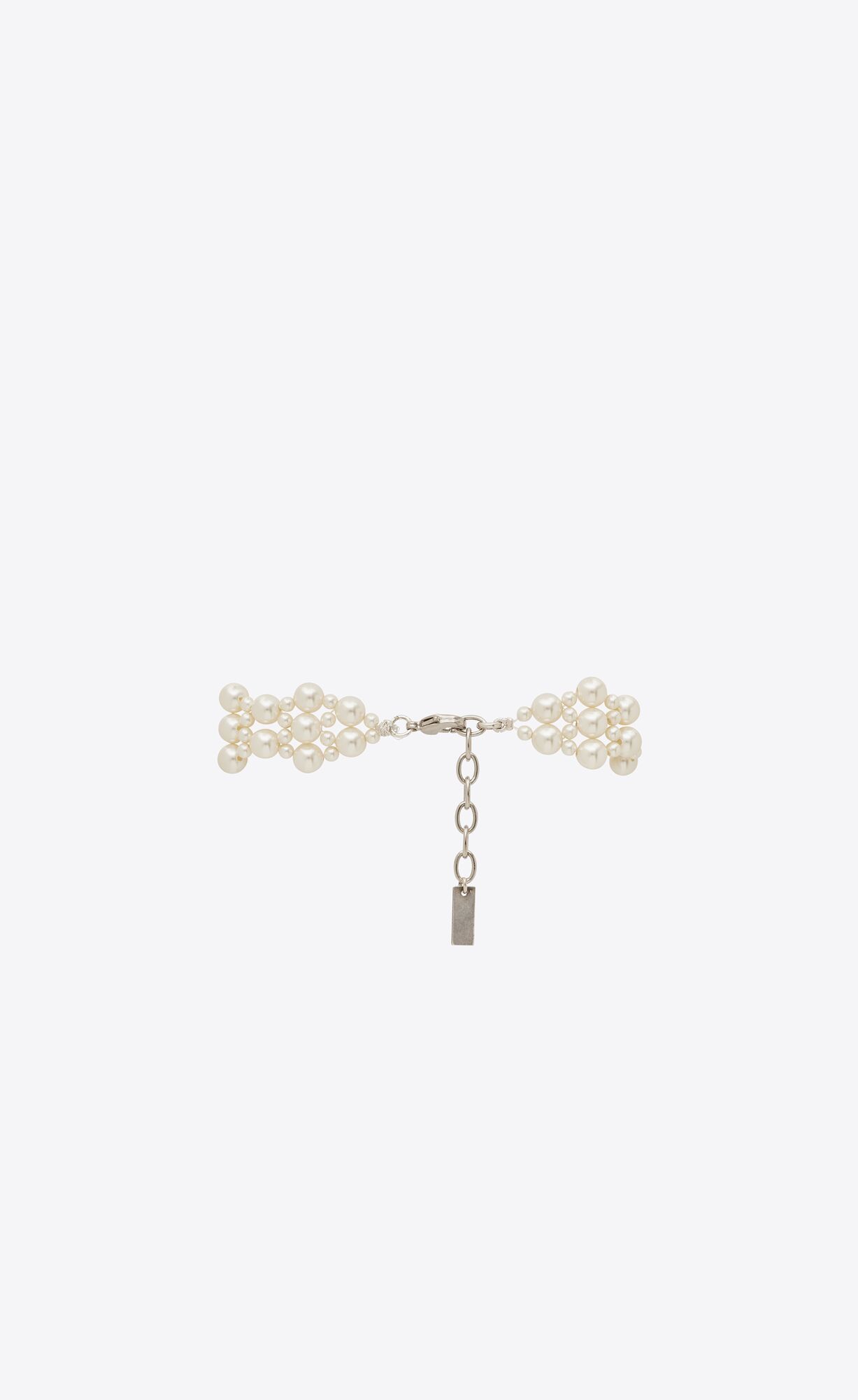 YSL Alternating Pearls Bracelet In Metal Silber Weiß | 82491-SBHO