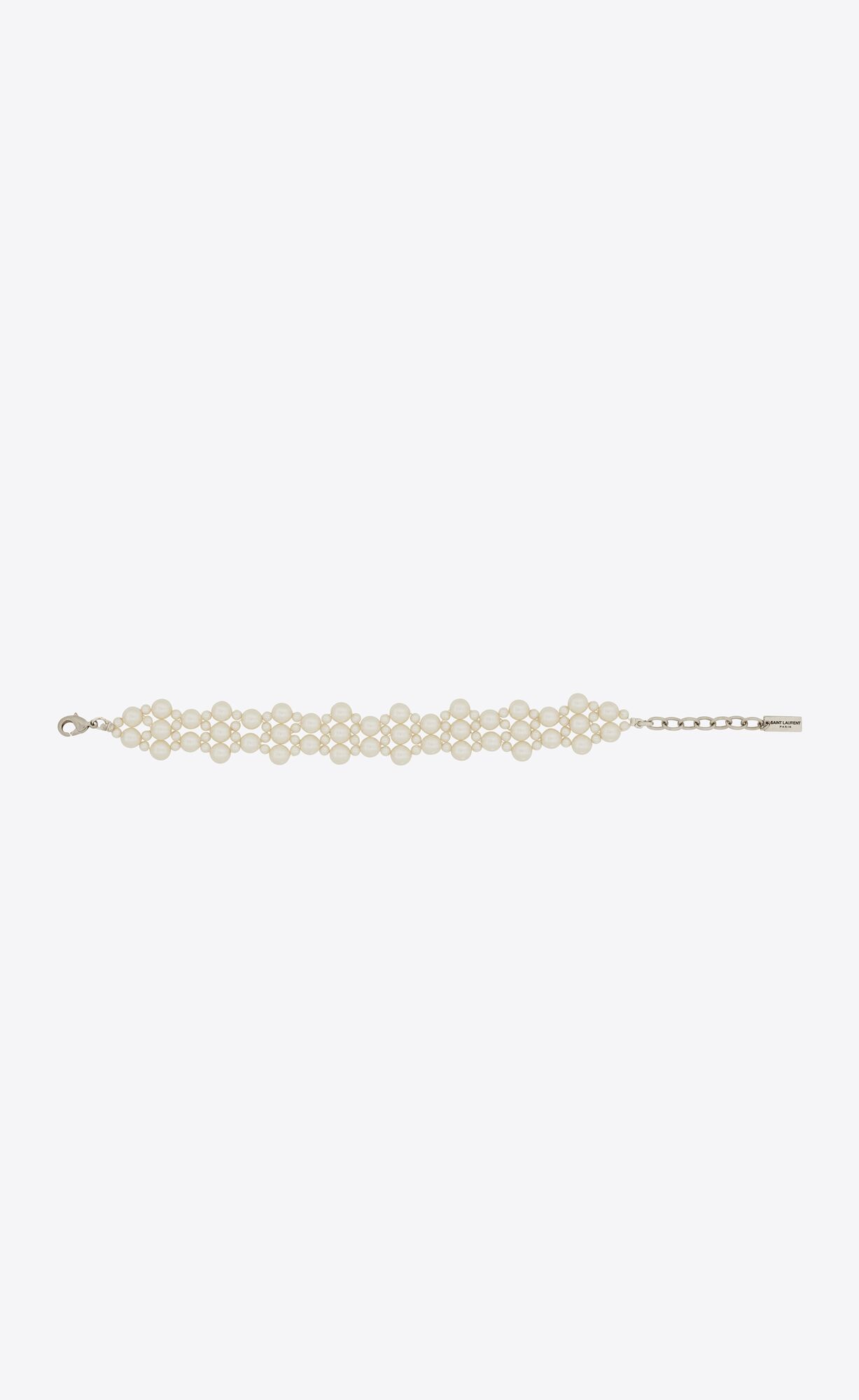 YSL Alternating Pearls Bracelet In Metal Silber Weiß | 82491-SBHO