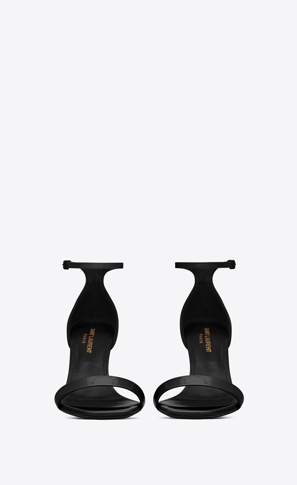 YSL Amber Sandals In Lack Leder Schwarz | 09342-DGTW