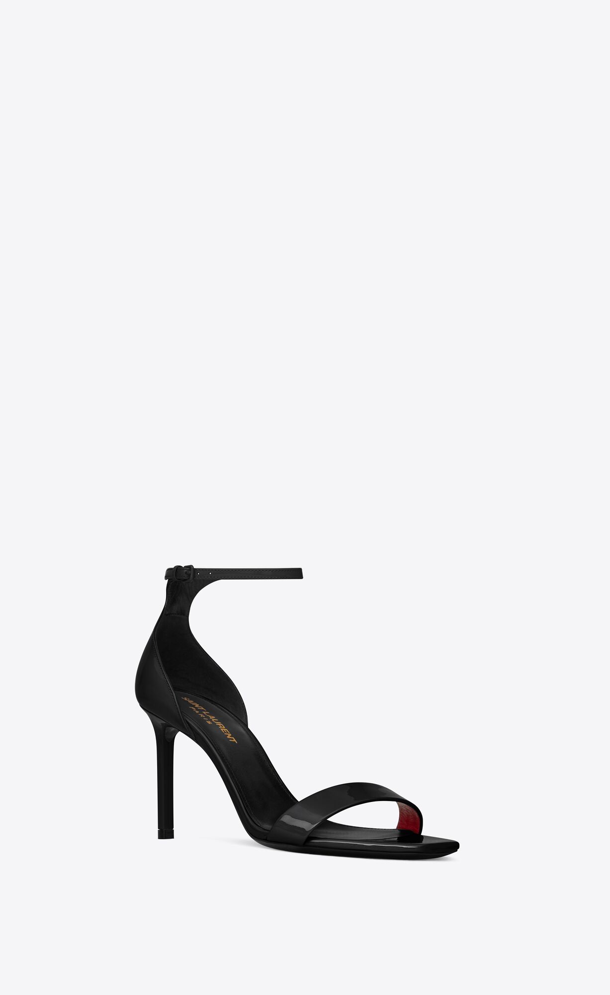 YSL Amber Sandals In Lack Leder Schwarz | 09342-DGTW