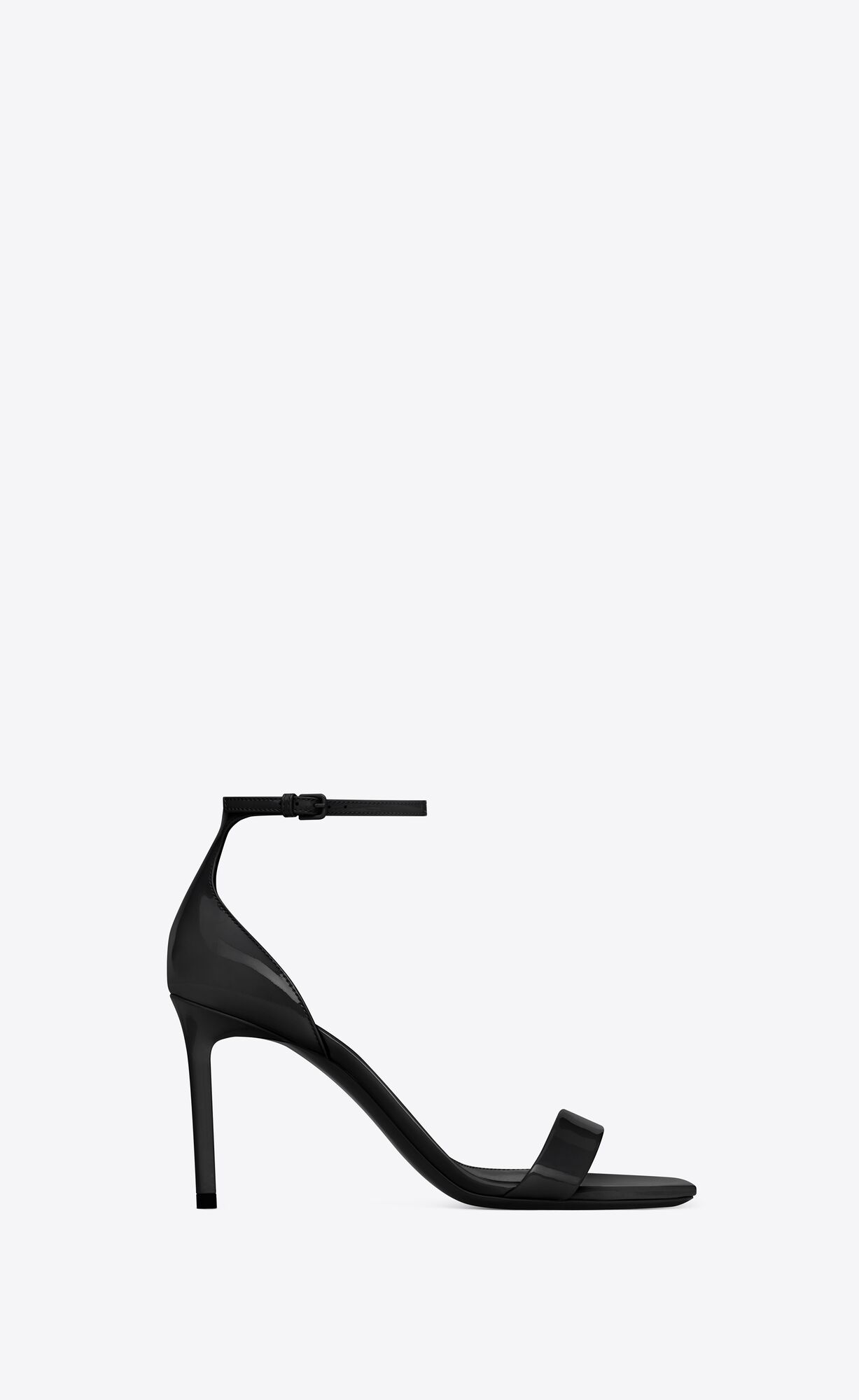 YSL Amber Sandals In Lack Leder Schwarz | 09342-DGTW