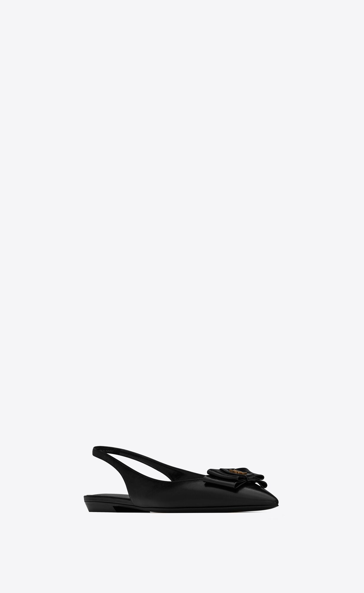 YSL Anaïs Slingback Flats In Smooth And Lack Leder Schwarz Navy | 40732-KIAN