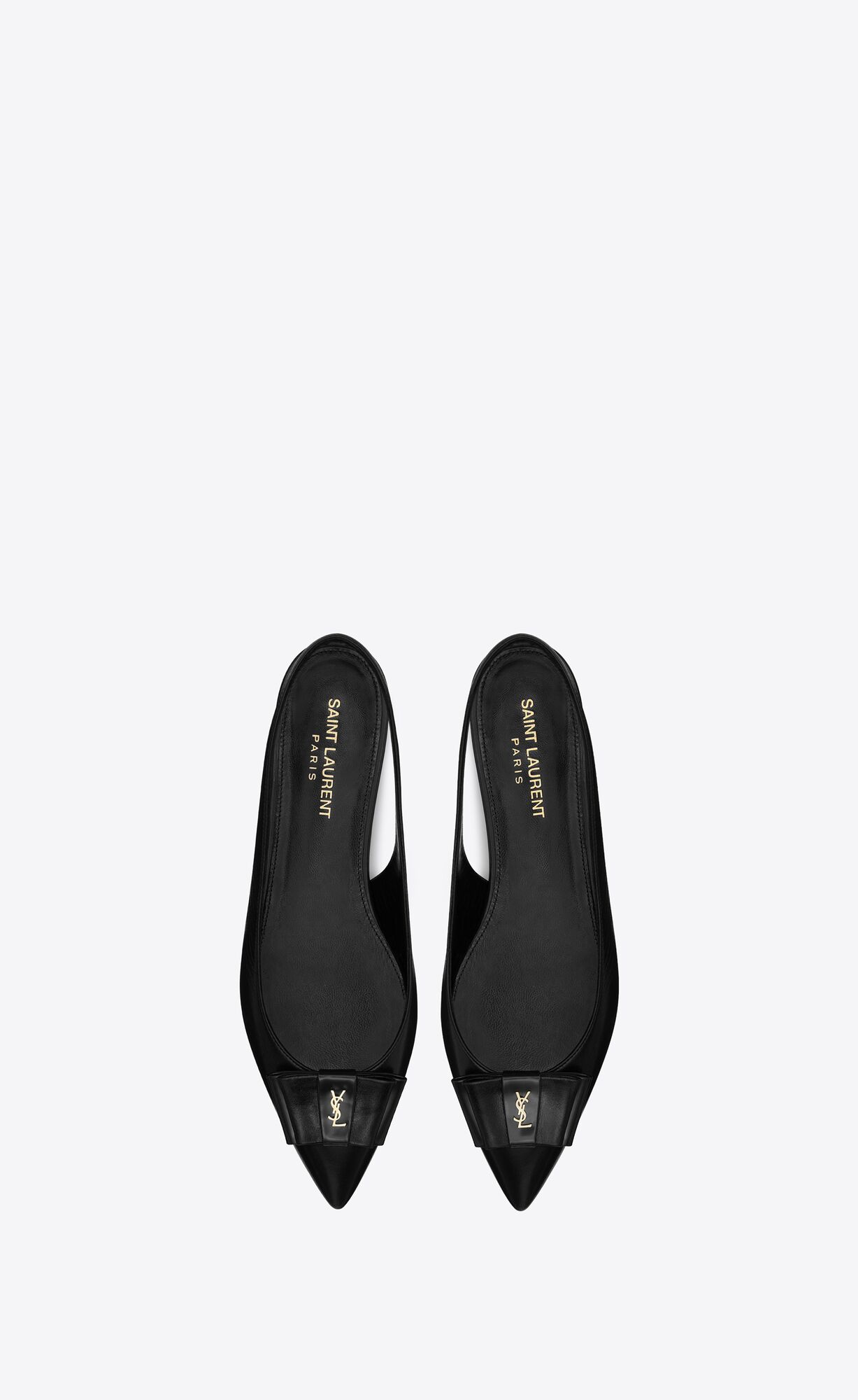 YSL Anaïs Slingback Flats In Smooth And Lack Leder Schwarz Navy | 40732-KIAN