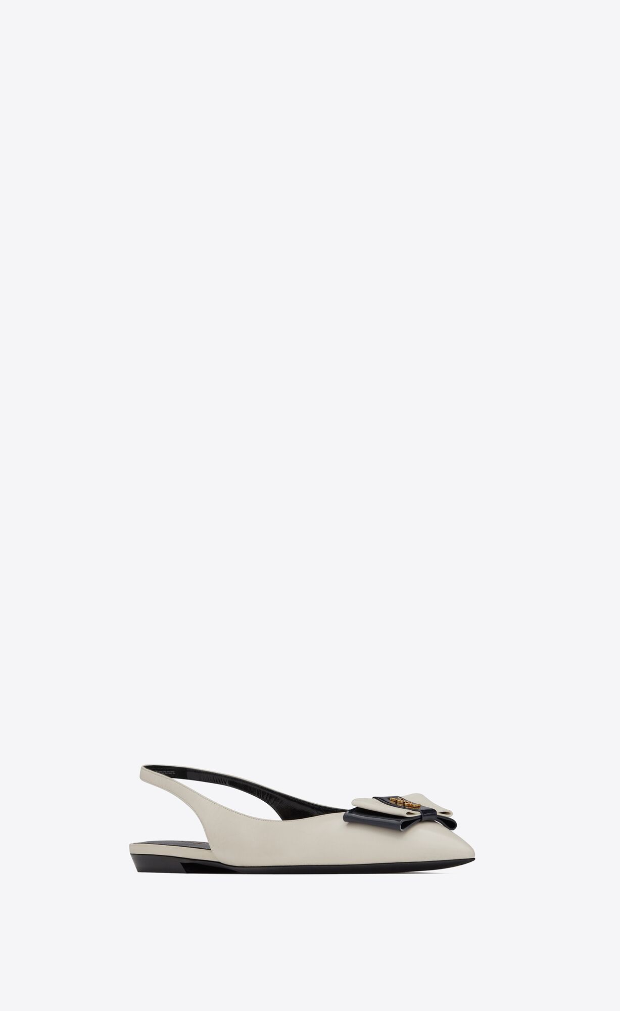 YSL Anaïs Slingback Flats In Smooth And Lack Leder Navy | 43692-YAME