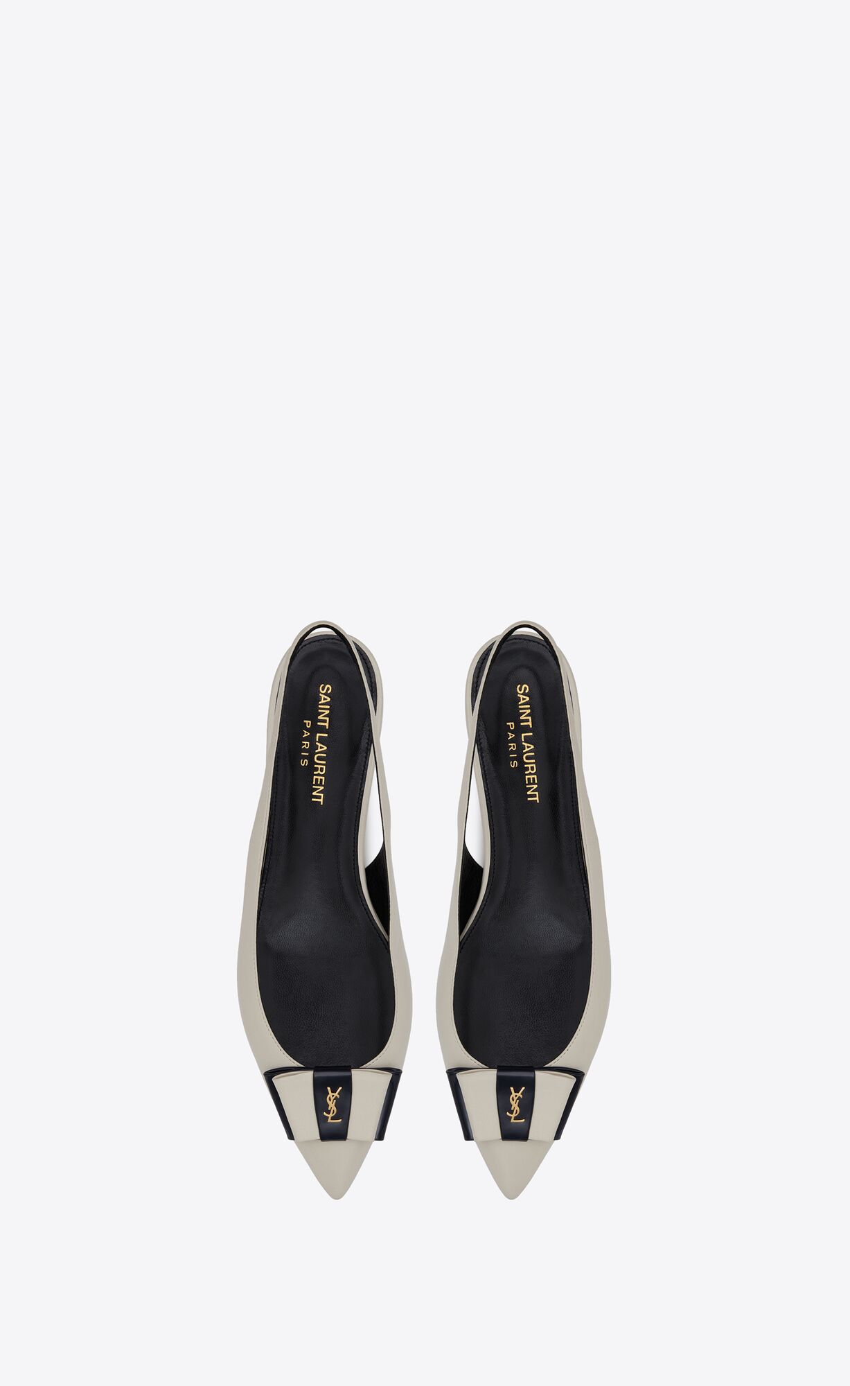 YSL Anaïs Slingback Flats In Smooth And Lack Leder Navy | 43692-YAME