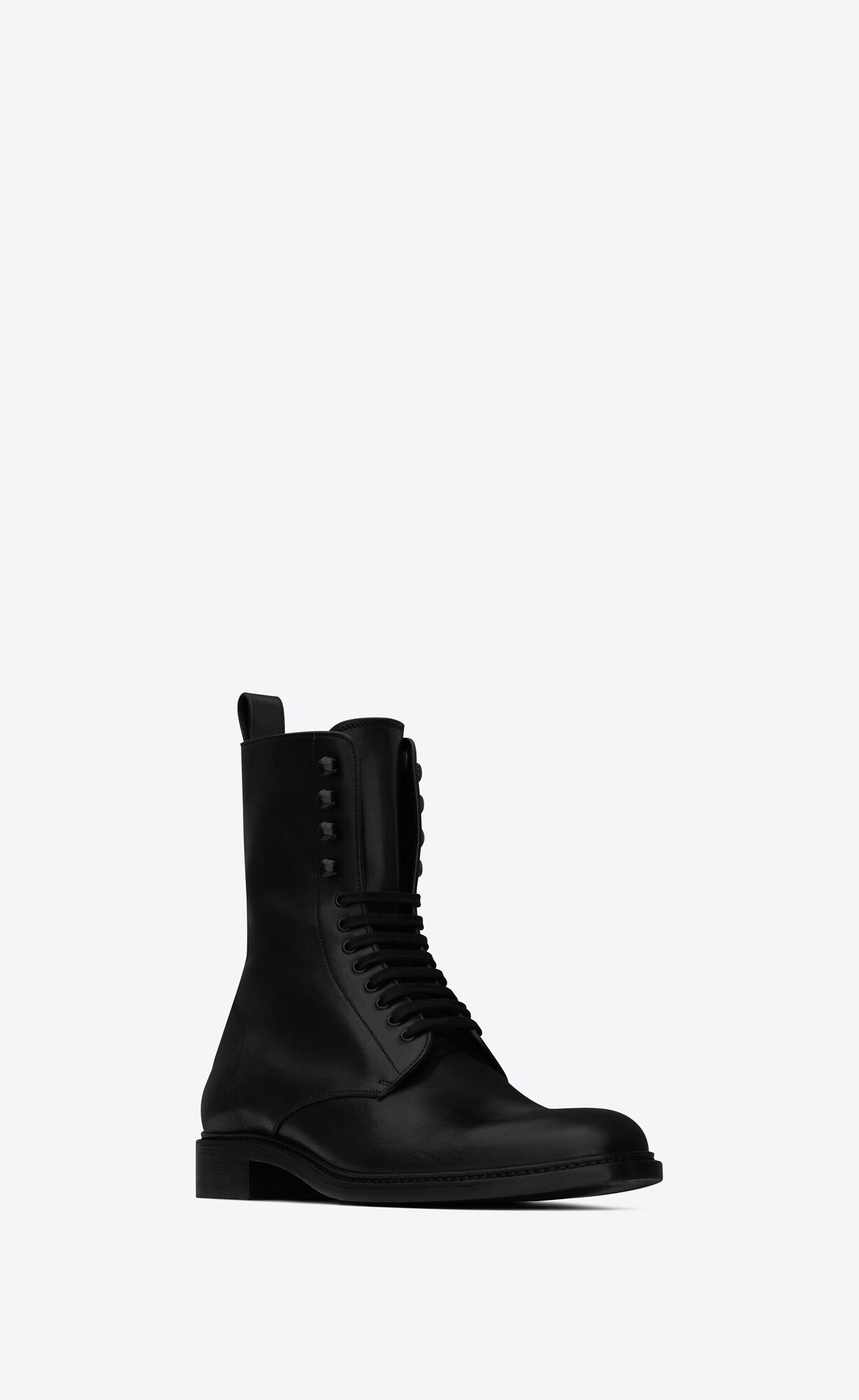 YSL Army Laced Boots In Matte Leder Schwarz | 86391-HOCF