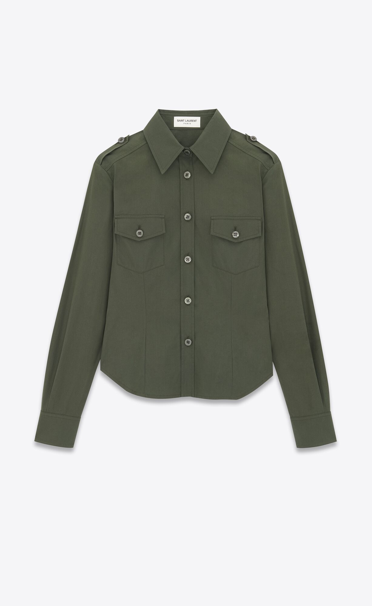 YSL Army Shirt In Baumwoll Poplin Khaki | 40725-XMUZ