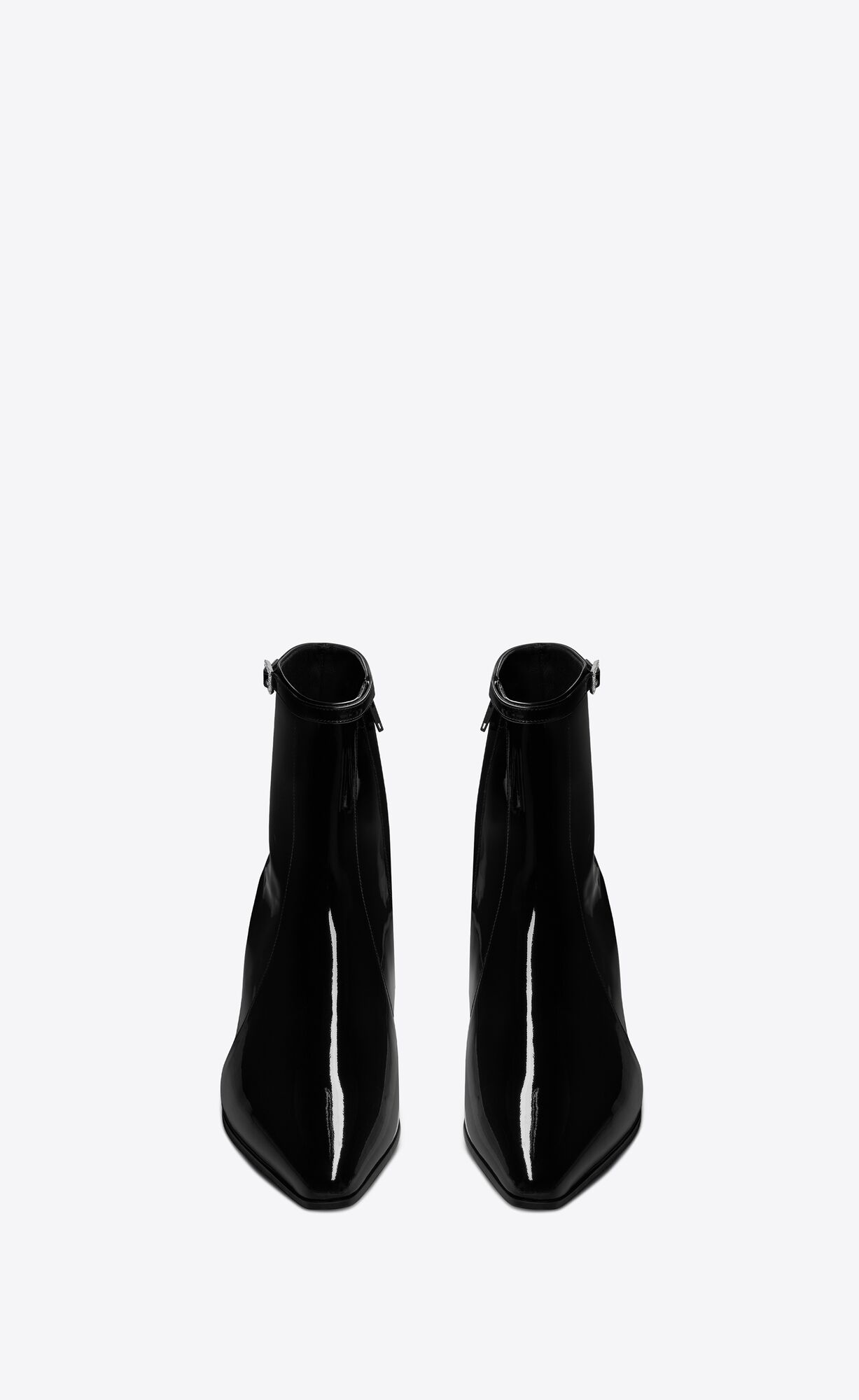 YSL Arsun Zipped Boots In Lack Leder Schwarz | 82957-GQHR