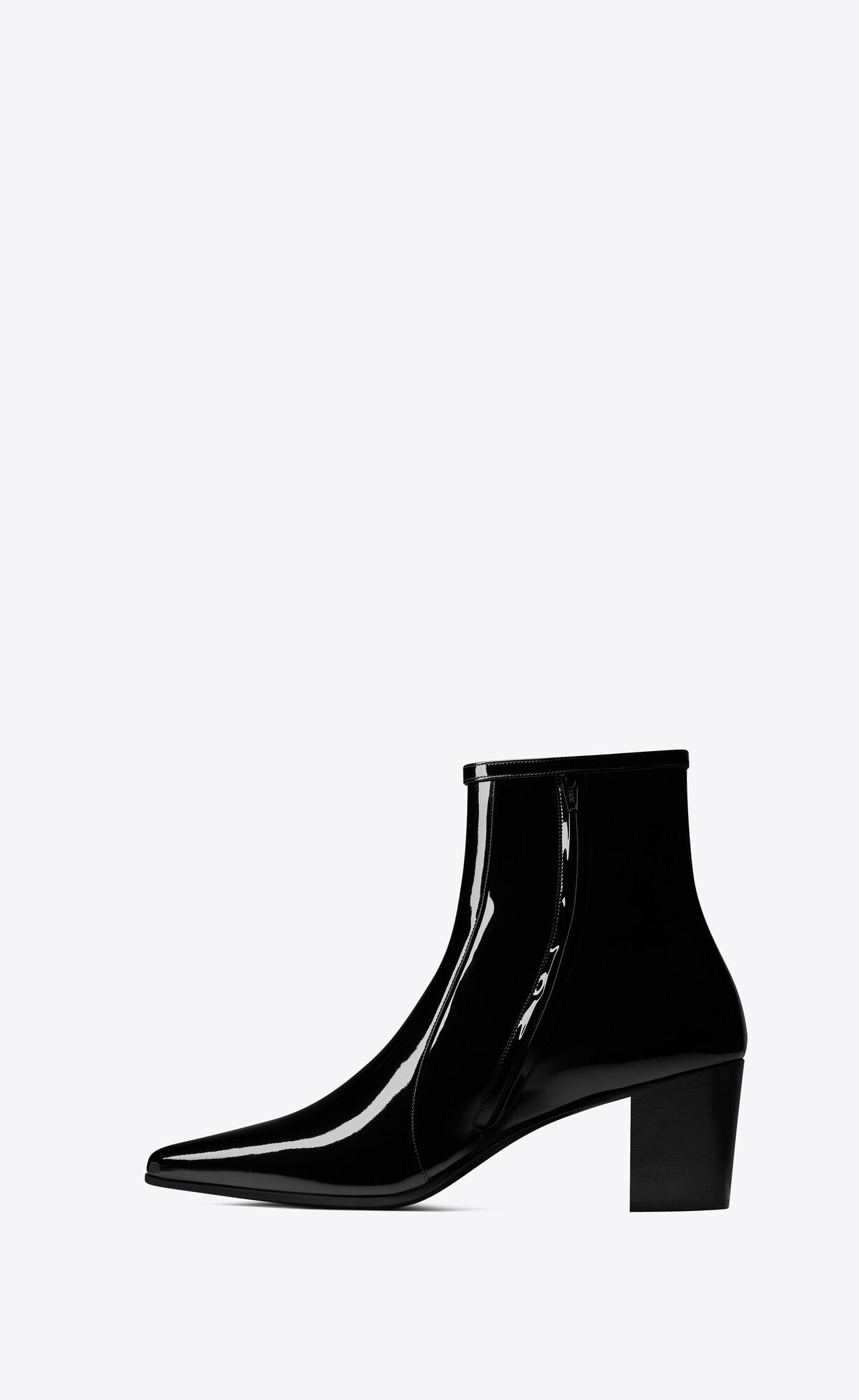 YSL Arsun Zipped Boots In Lack Leder Schwarz | 82957-GQHR