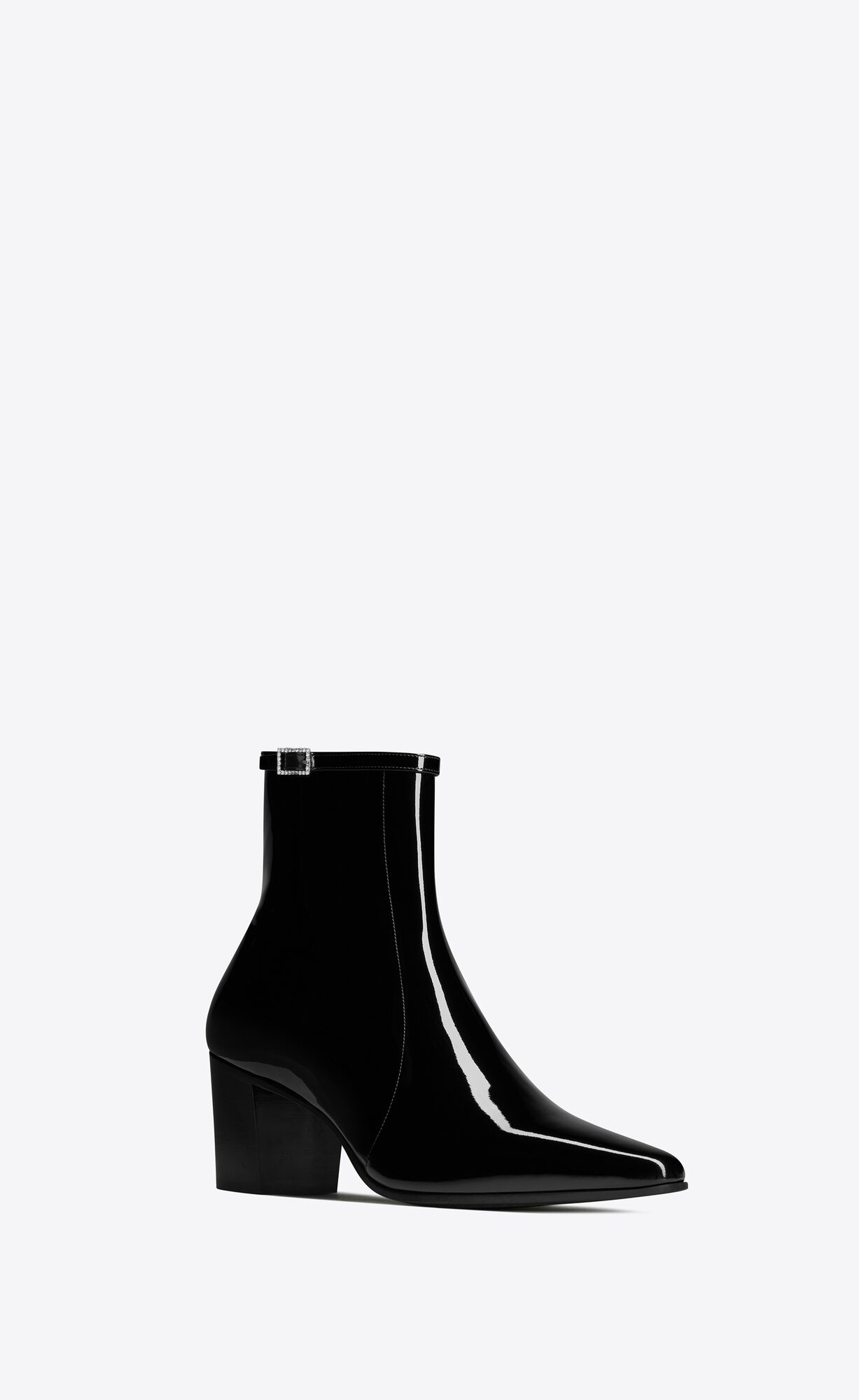 YSL Arsun Zipped Boots In Lack Leder Schwarz | 82957-GQHR