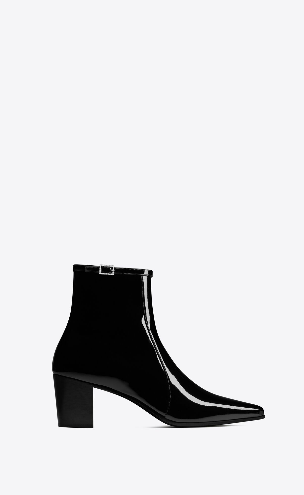 YSL Arsun Zipped Boots In Lack Leder Schwarz | 82957-GQHR