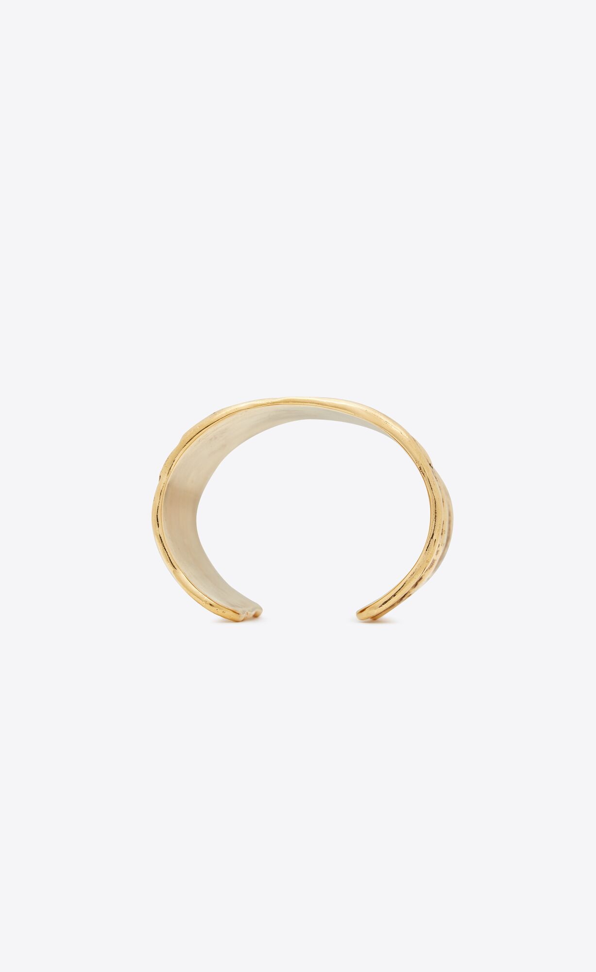 YSL Arty Textured Cuff Bracelet In Metal Dunkelgold | 43915-RZTY