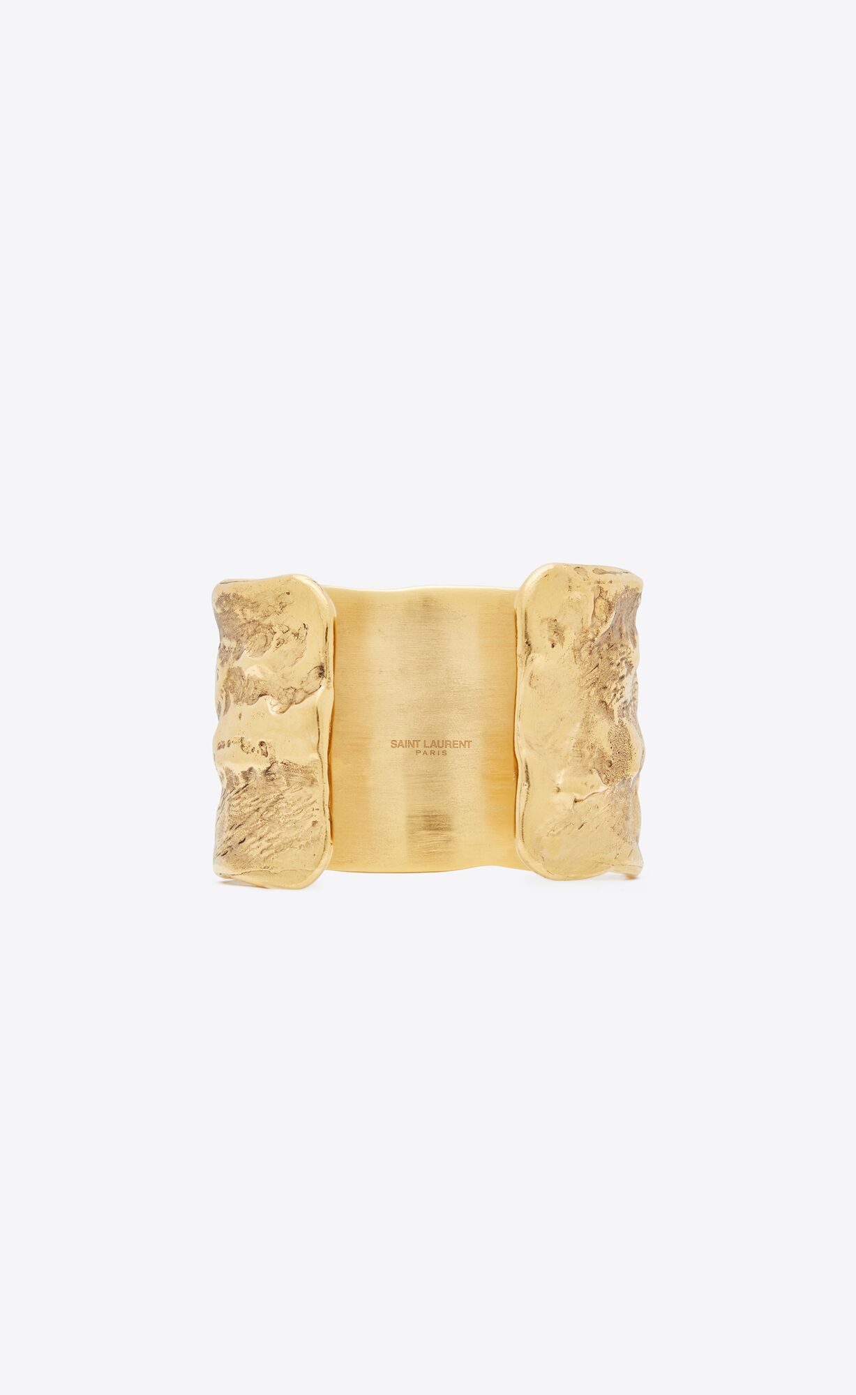 YSL Arty Textured Cuff Bracelet In Metal Dunkelgold | 43915-RZTY