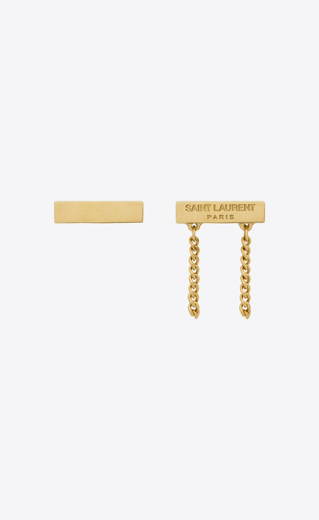 YSL Asymmetric Saint Laurent Earrings In Metal Gold | 62589-PRHD