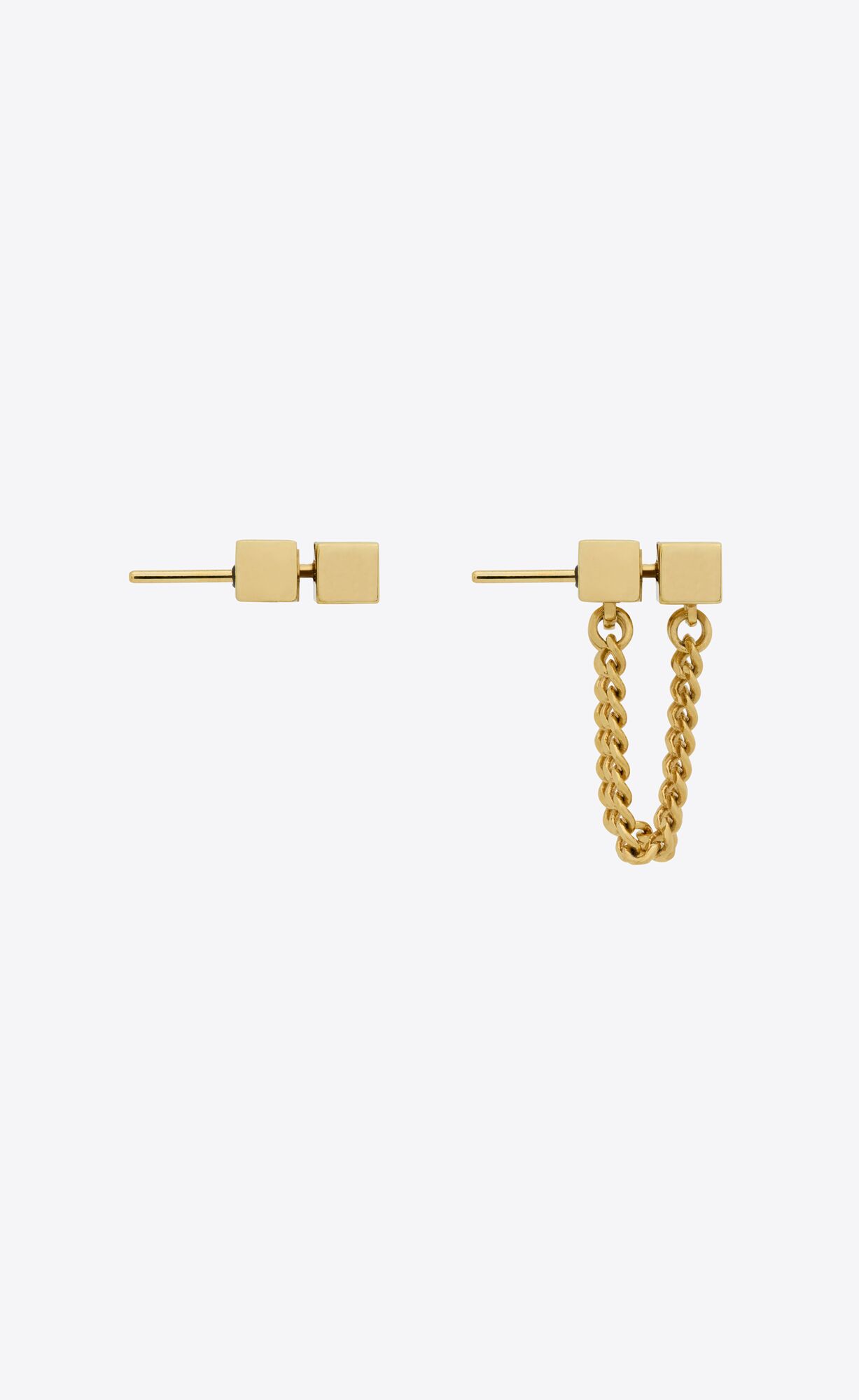 YSL Asymmetric Saint Laurent Earrings In Metal Gold | 62589-PRHD