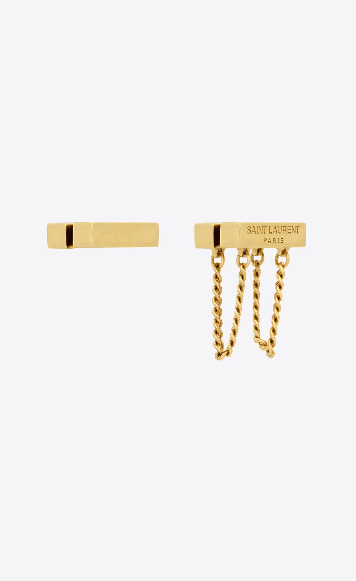 YSL Asymmetric Saint Laurent Earrings In Metal Gold | 62589-PRHD