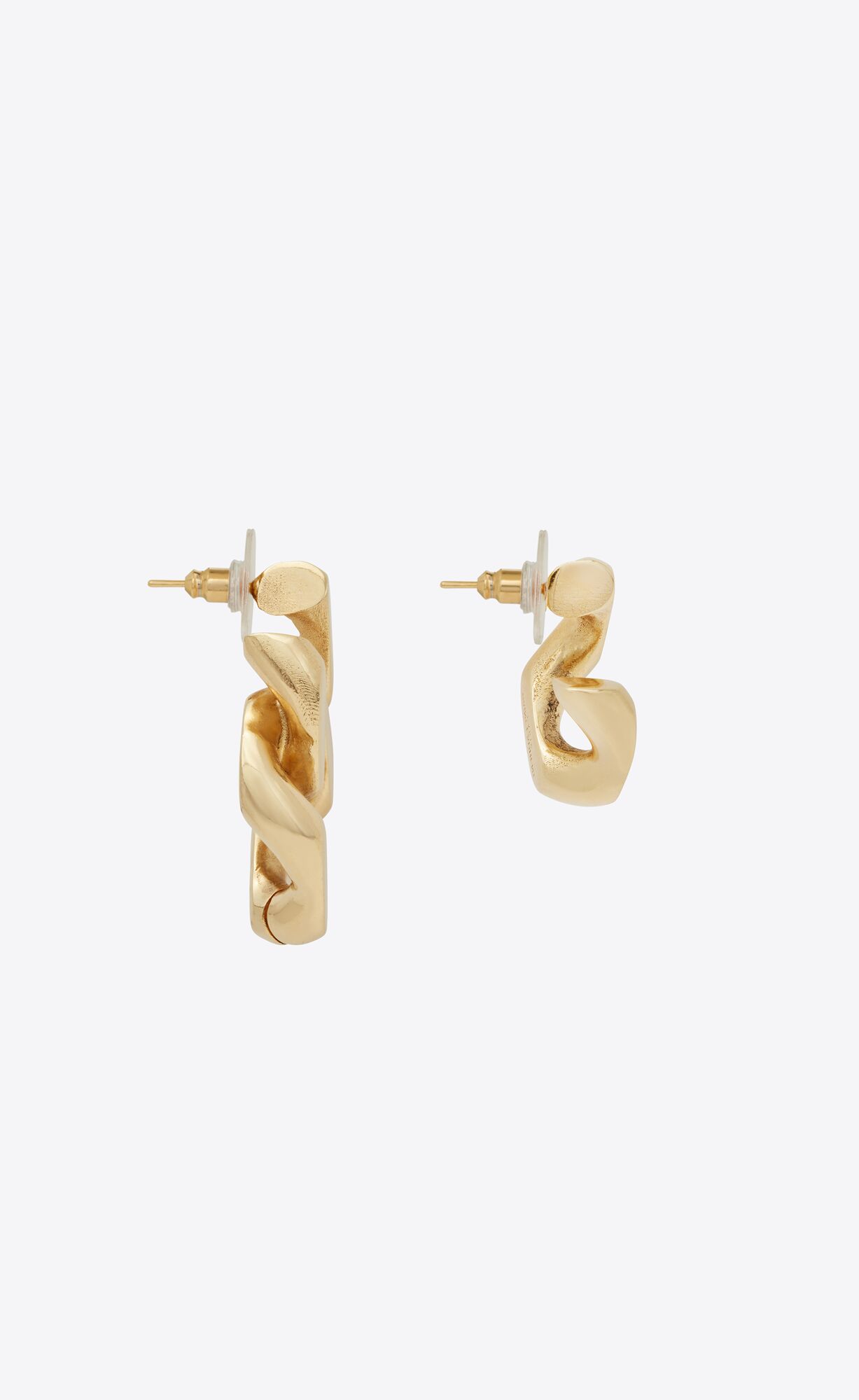 YSL Asymmetrical Curb Chain Earrings In Metal Gold | 60329-COFH