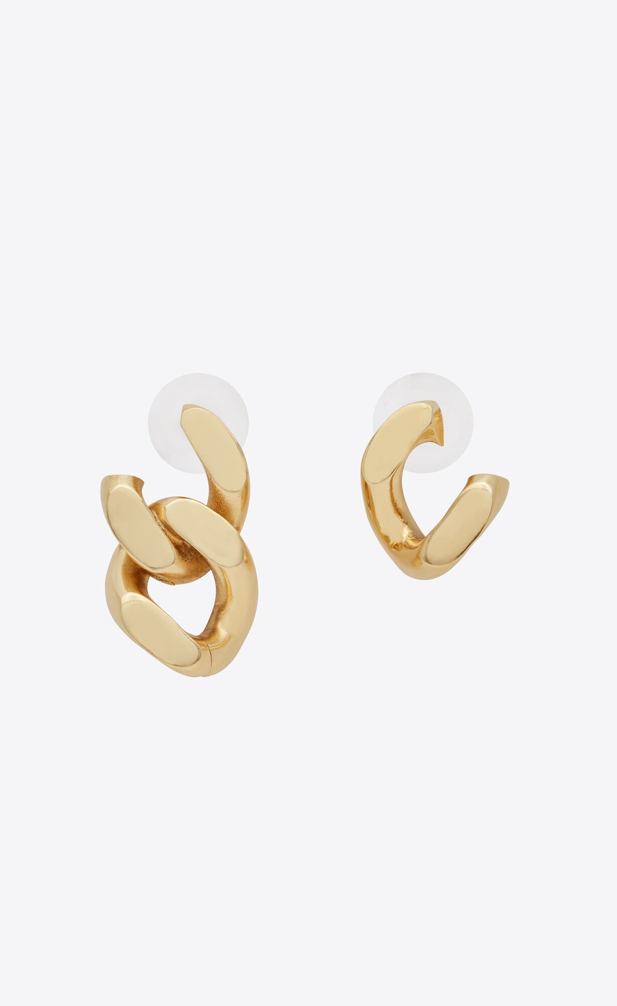 YSL Asymmetrical Curb Chain Earrings In Metal Gold | 60329-COFH