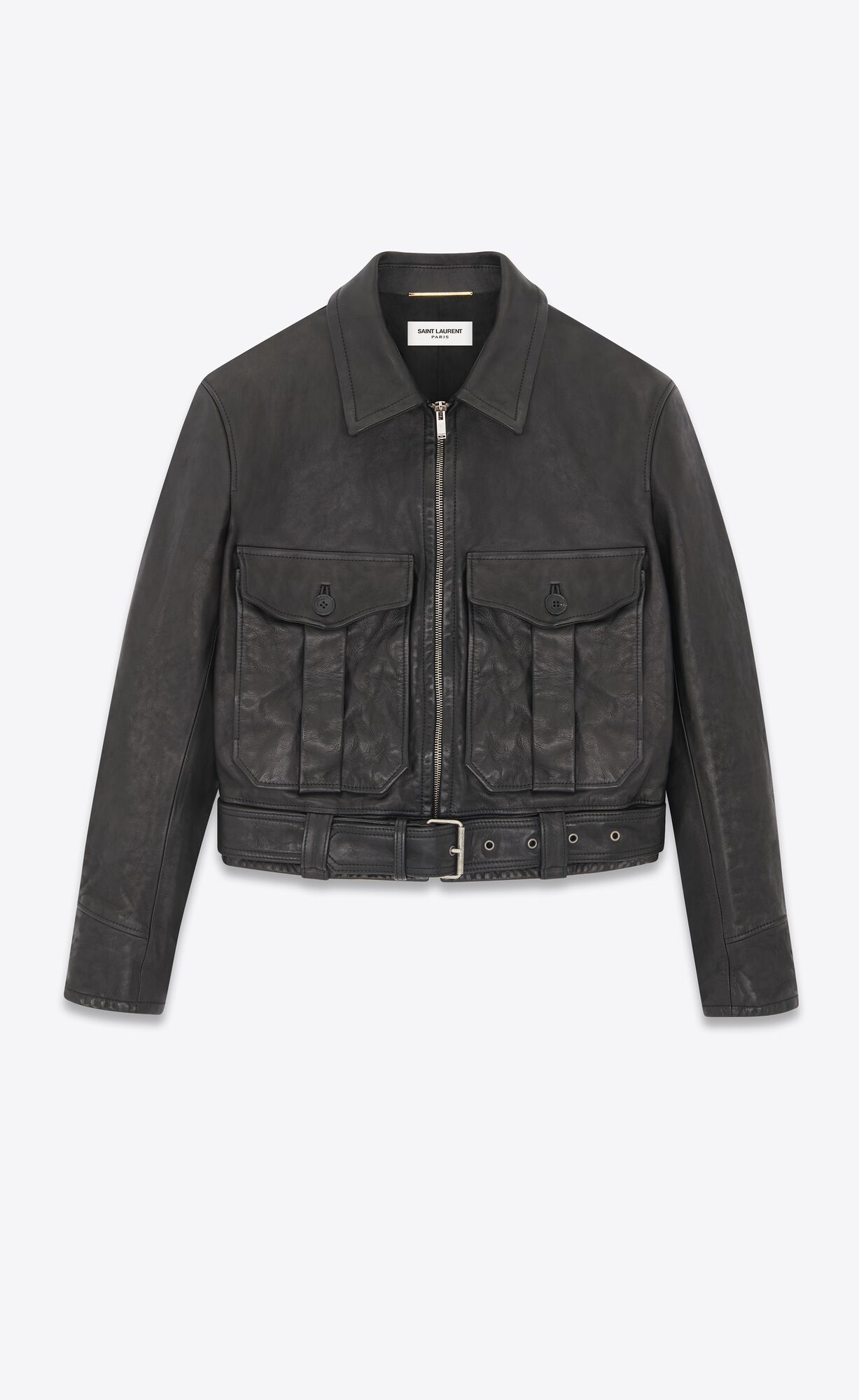 YSL Aviator Jacket In Vintage Vegetable-tanned Leder Schwarz | 27890-ZFGM