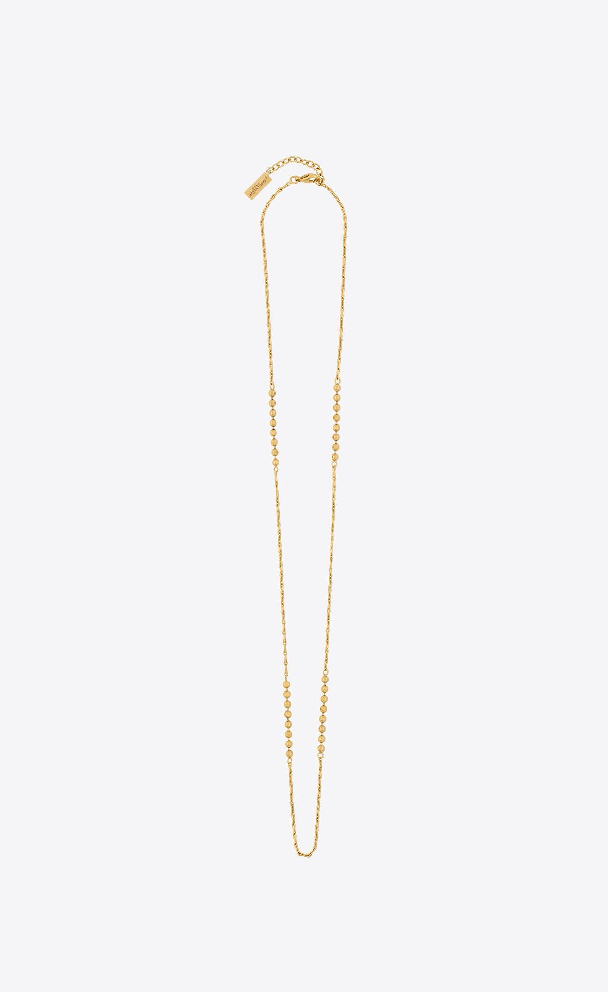 YSL Ball And Wheat Chain Necklace In Metal Gold | 76401-FSUA