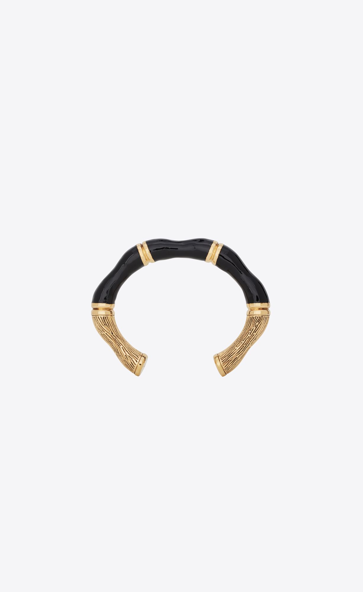 YSL Bamboo Open Cuff Bracelet Gold Schwarz | 48572-JKOP