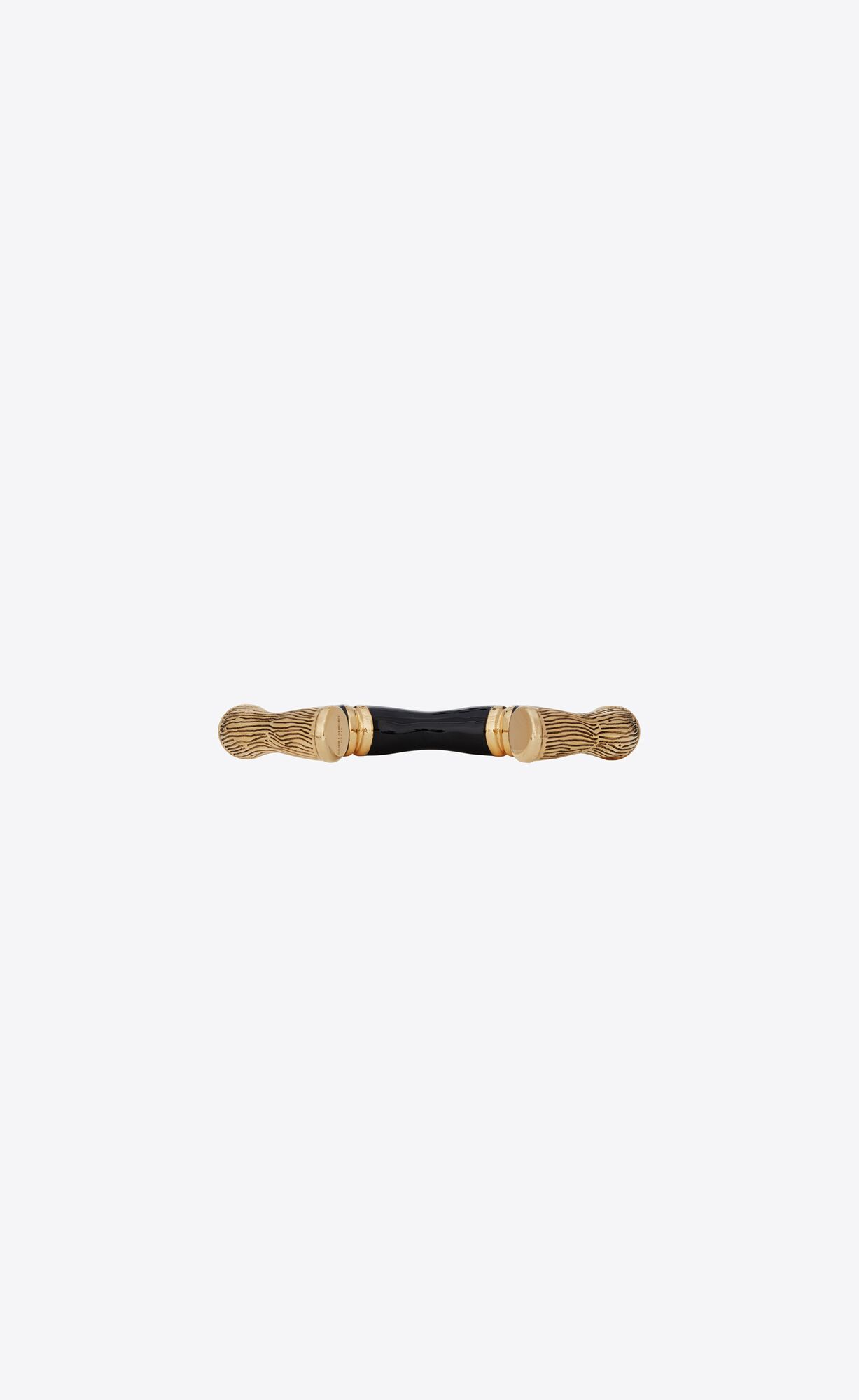 YSL Bamboo Open Cuff Bracelet Gold Schwarz | 48572-JKOP