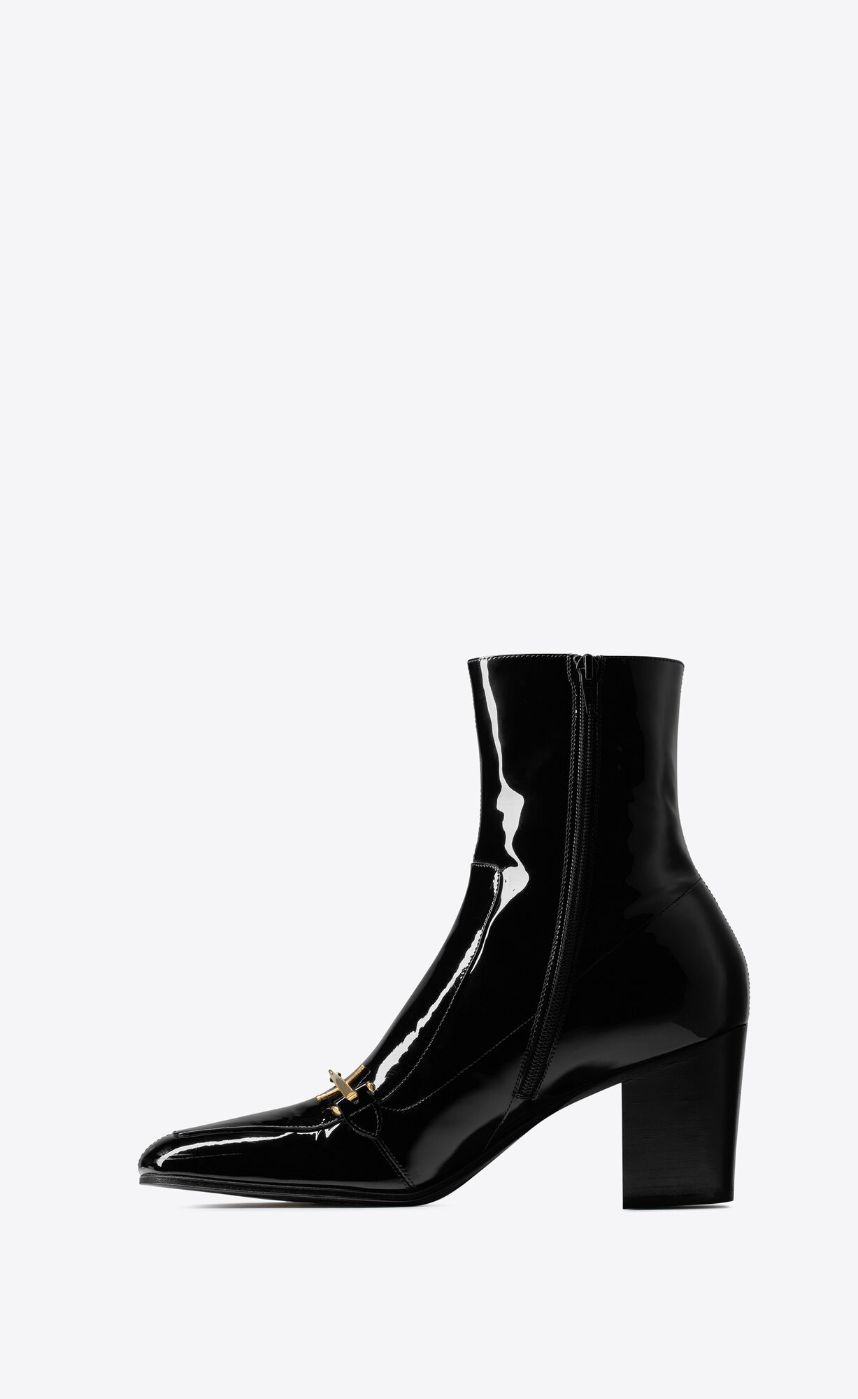 YSL Beau Boots In Lack Leder Schwarz | 38926-GEIC