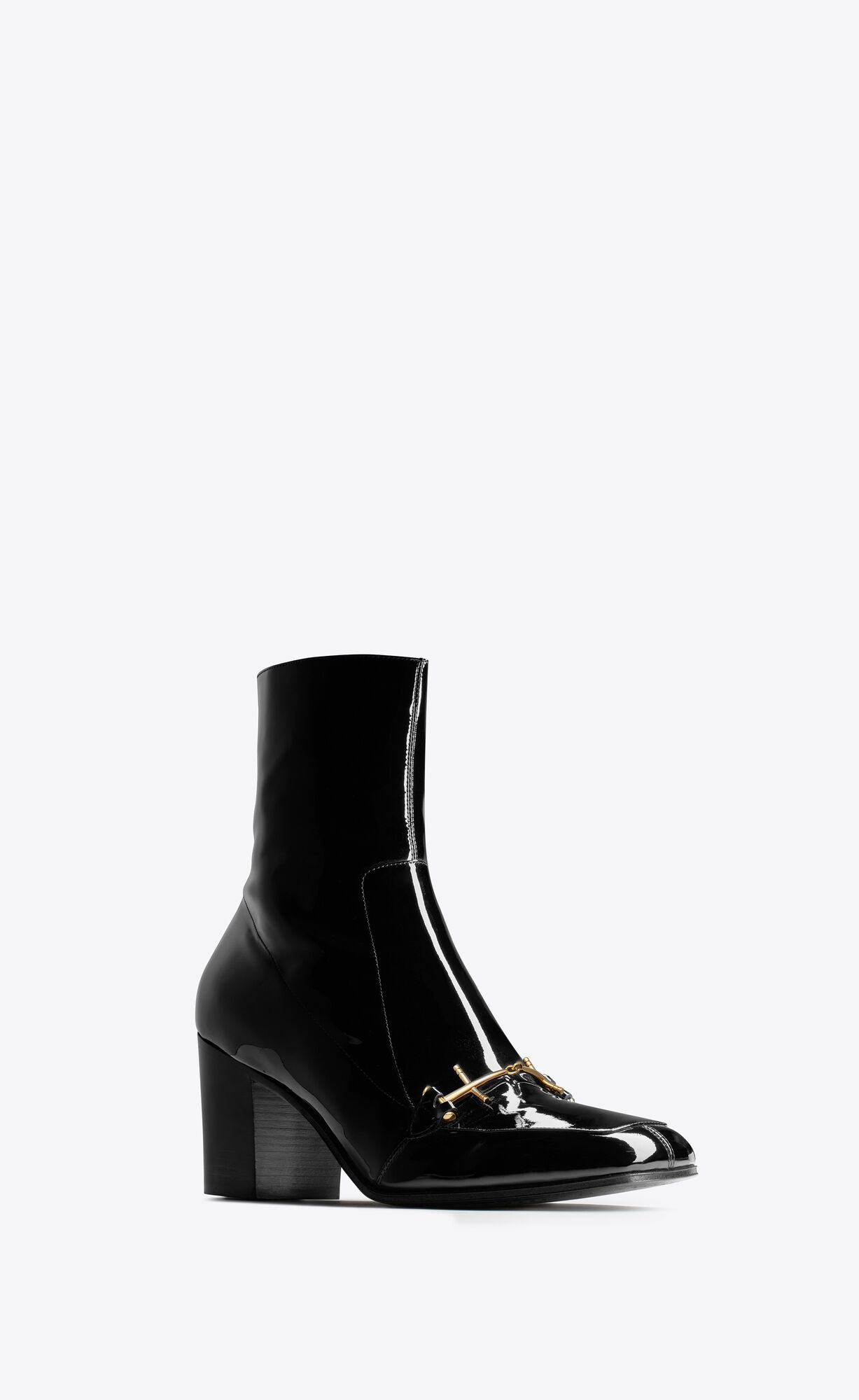 YSL Beau Boots In Lack Leder Schwarz | 38926-GEIC