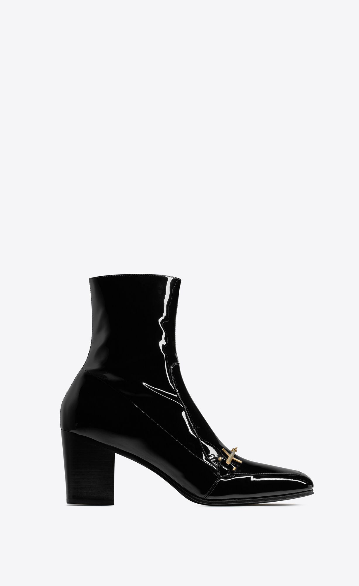 YSL Beau Boots In Lack Leder Schwarz | 38926-GEIC