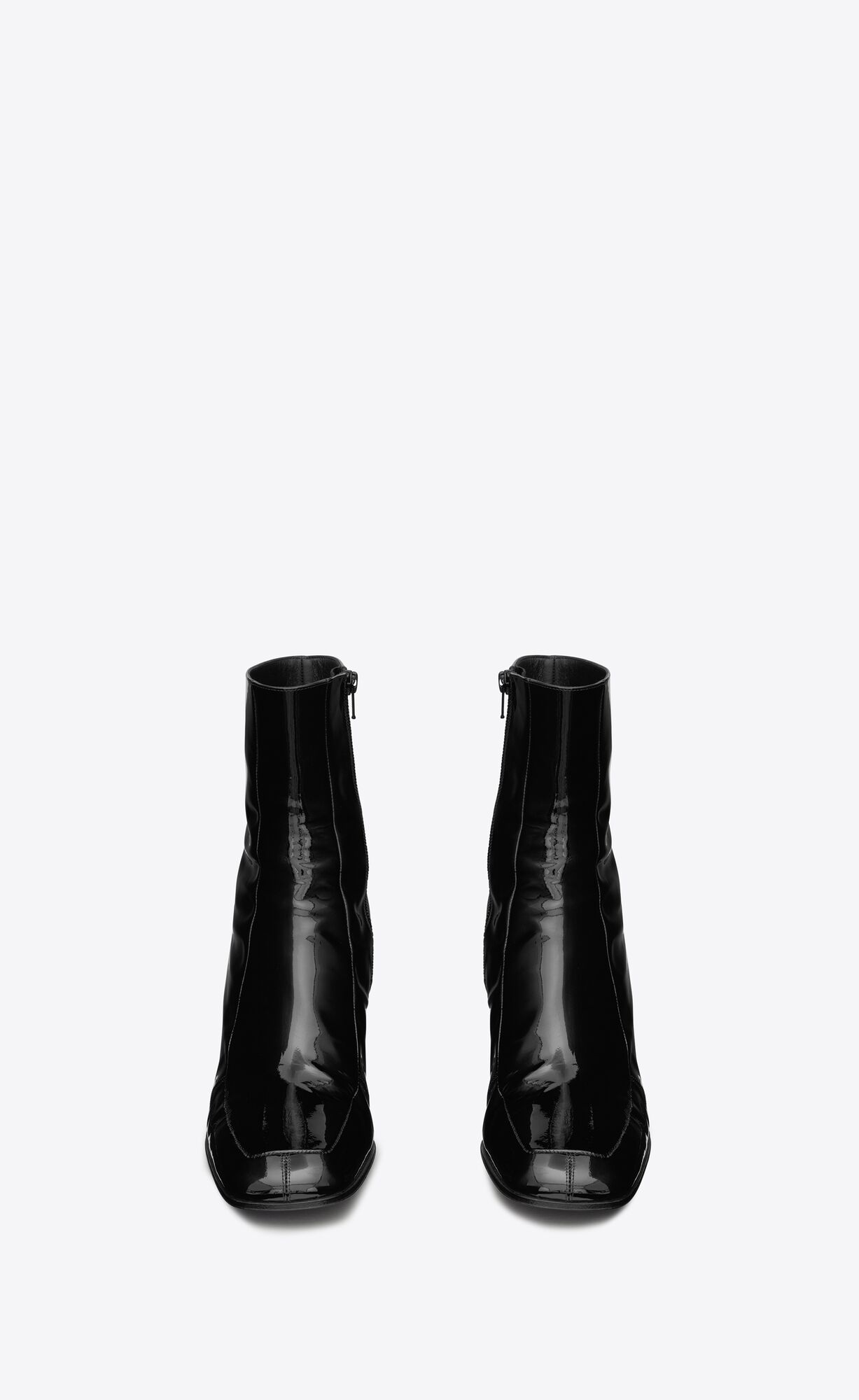 YSL Beau Zipped Boots In Lack Leder Noir | 93824-NJHS