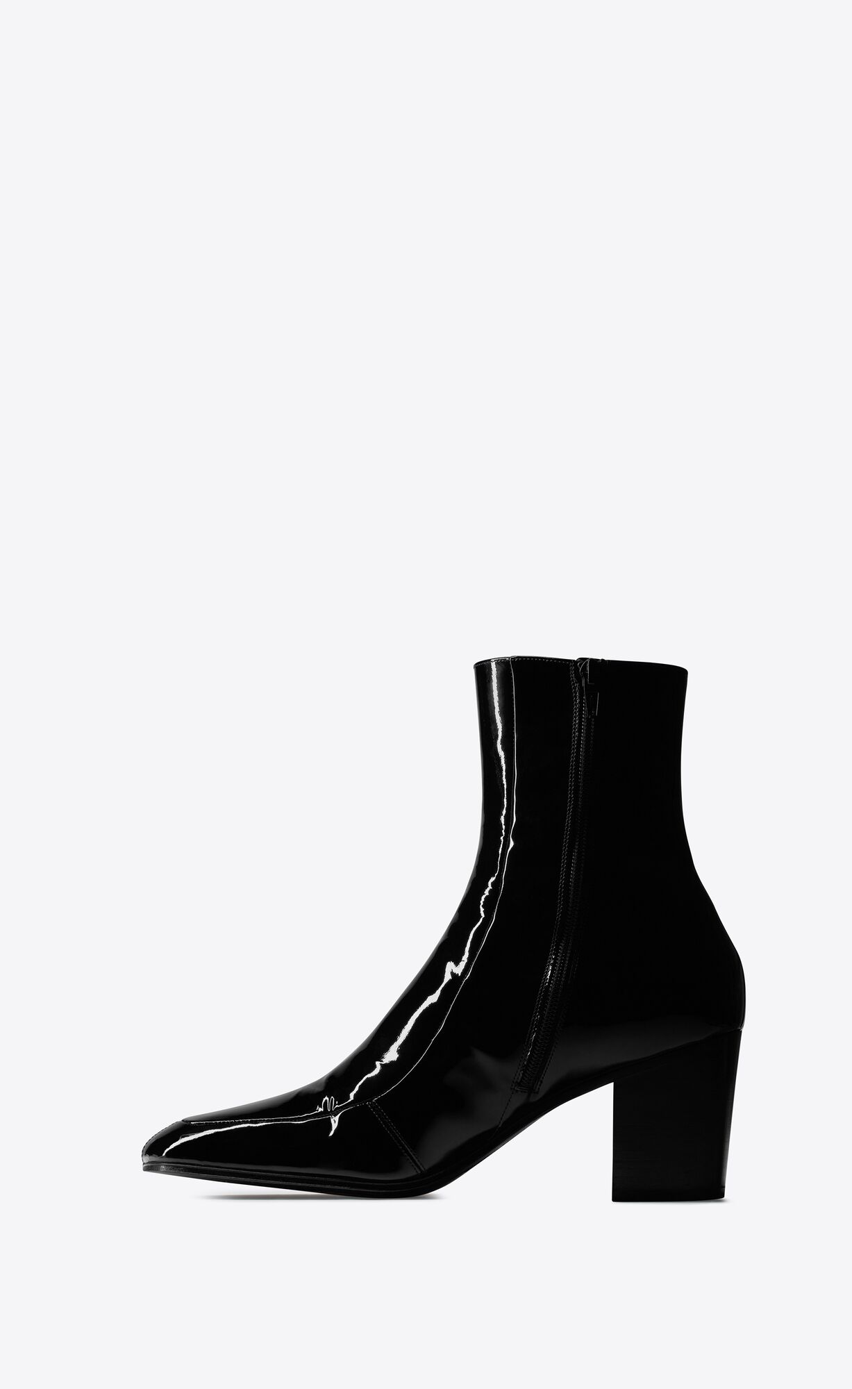 YSL Beau Zipped Boots In Lack Leder Noir | 93824-NJHS