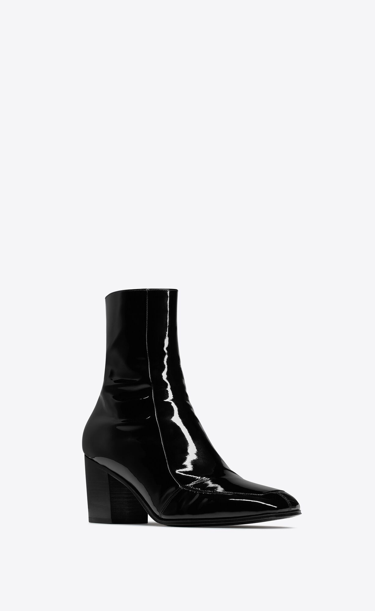 YSL Beau Zipped Boots In Lack Leder Noir | 93824-NJHS