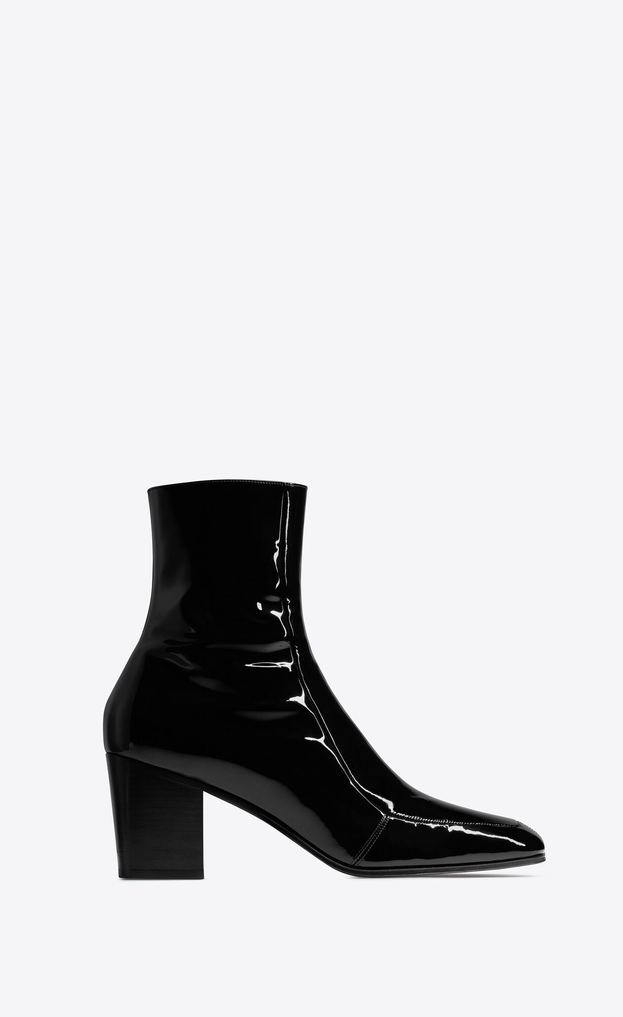 YSL Beau Zipped Boots In Lack Leder Noir | 93824-NJHS