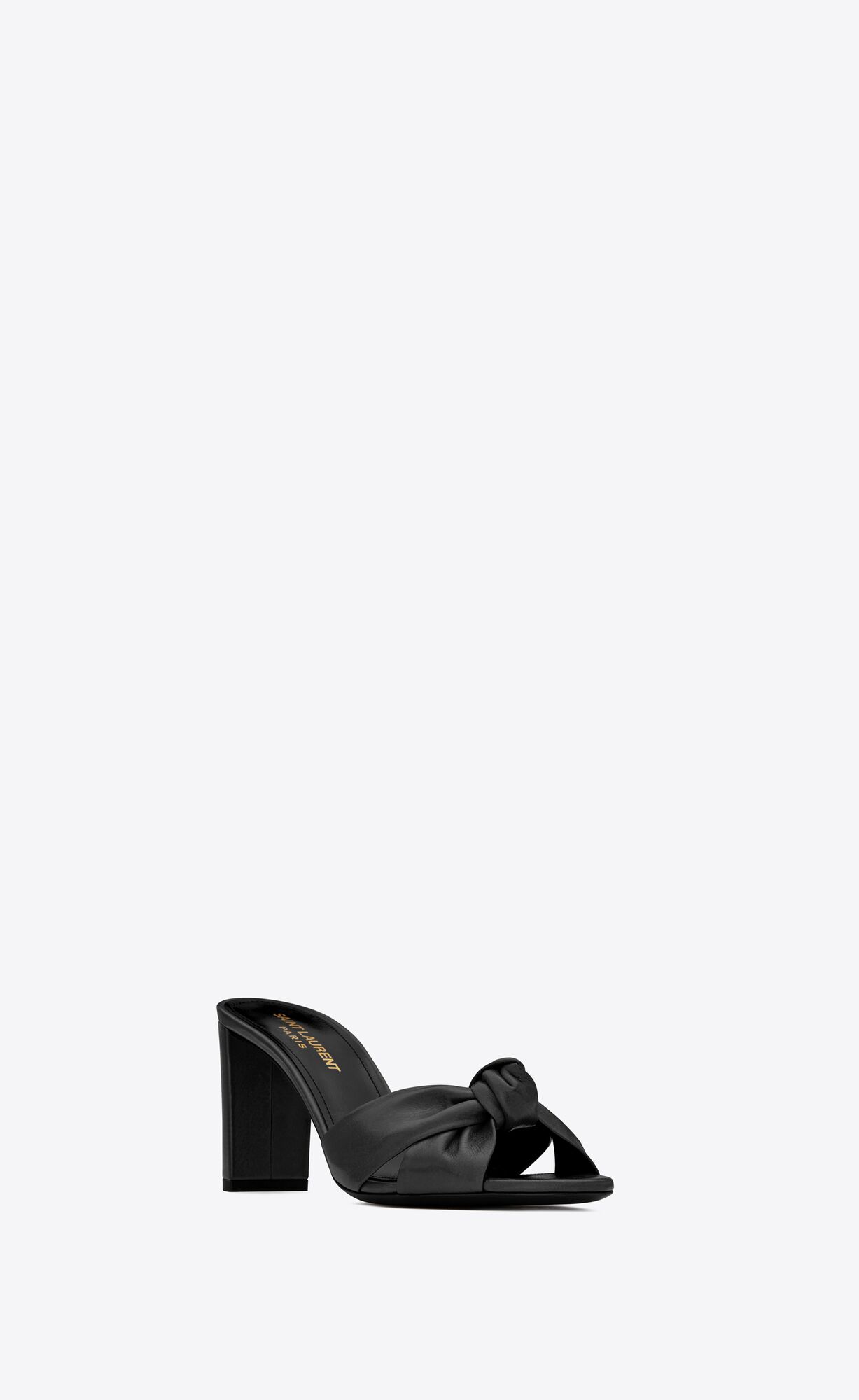 YSL Bianca Absatz Mules In Smooth Leder Schwarz | 18427-NOHV