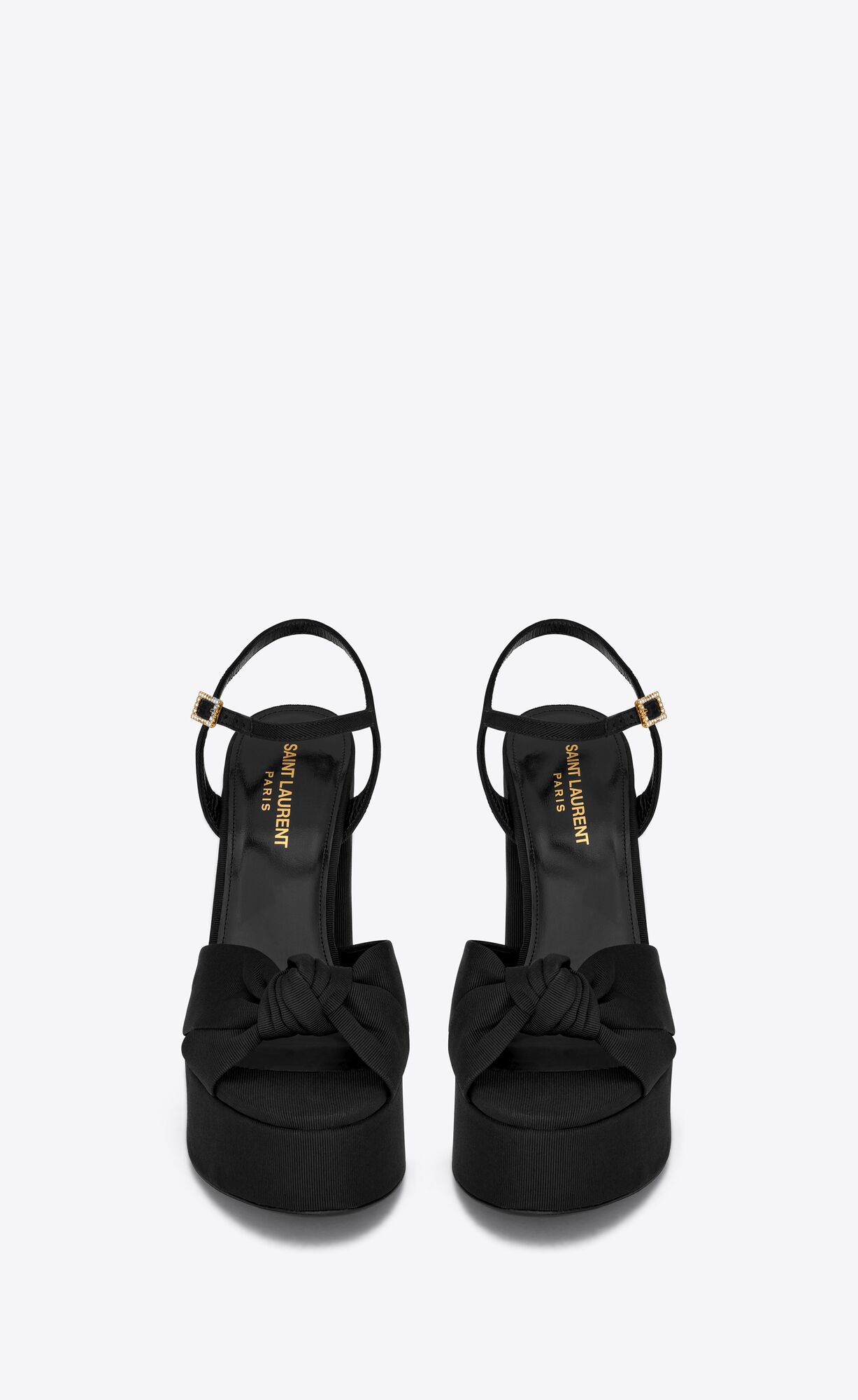 YSL Bianca Plattform Sandals In Ottoman Fabric Schwarz | 06912-HKYR