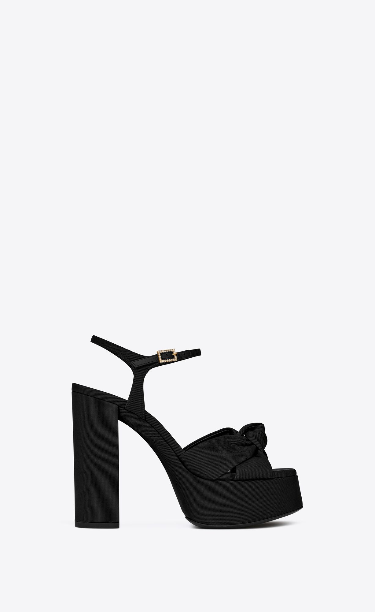 YSL Bianca Plattform Sandals In Ottoman Fabric Schwarz | 06912-HKYR