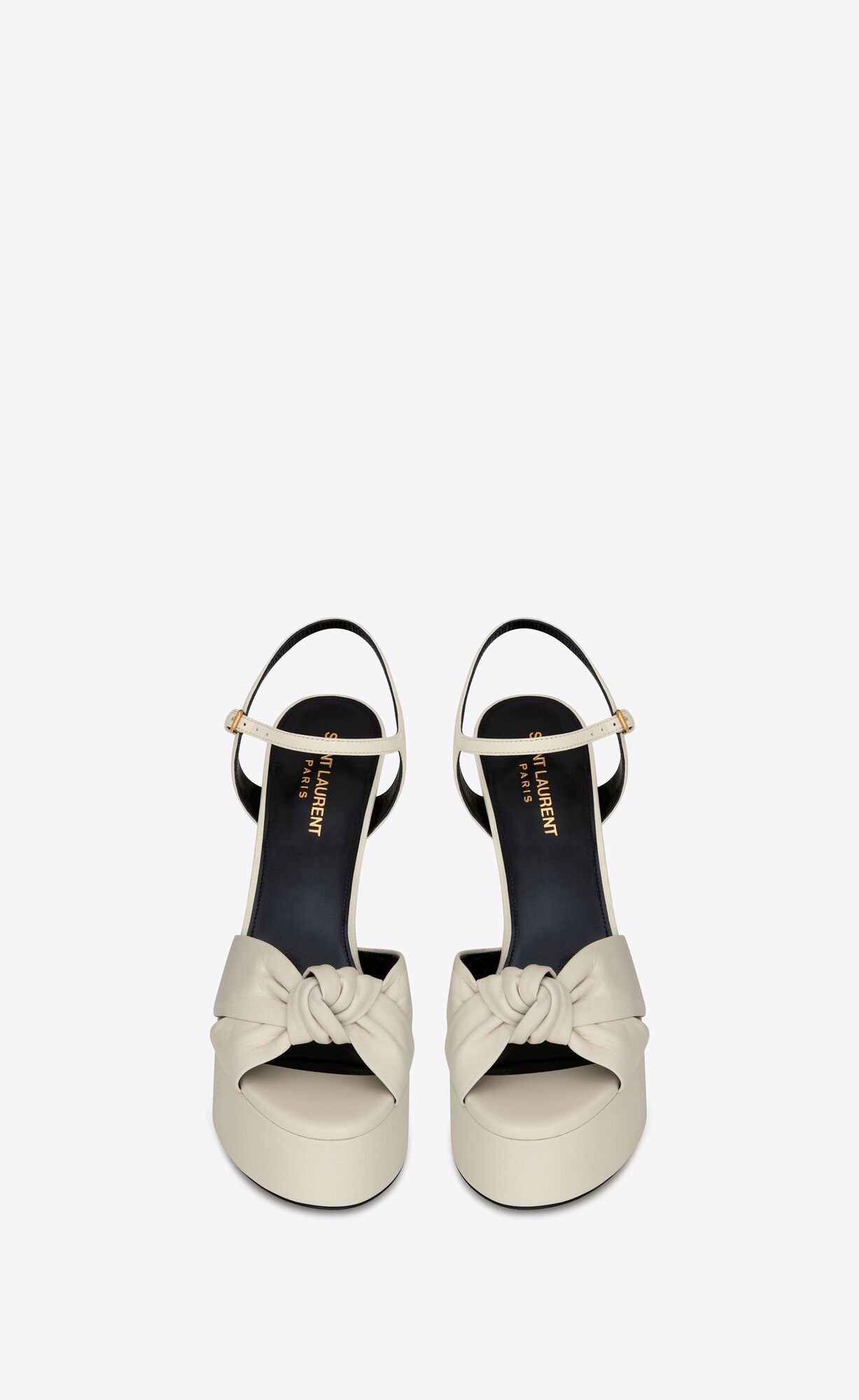 YSL Bianca Plattform Sandals In Smooth Leder Pearl | 39710-VWKA