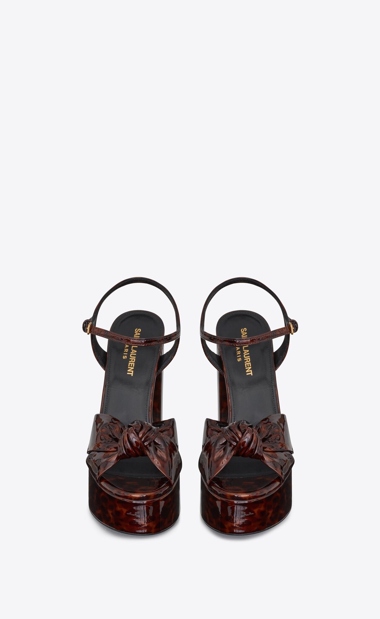 YSL Bianca Plattform Sandals In Tortoiseshell Lack Leder Naturel | 56917-KYZN