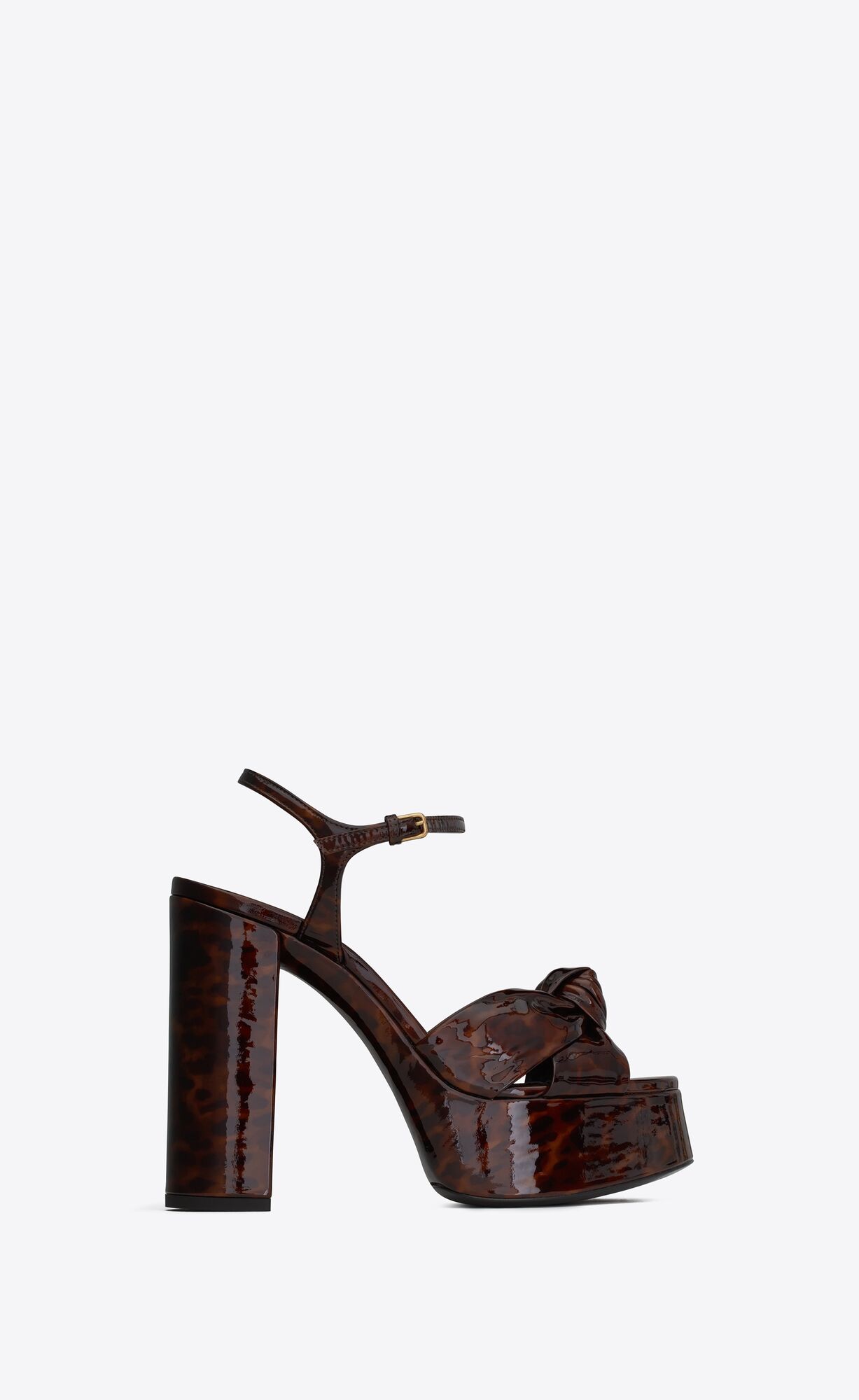 YSL Bianca Plattform Sandals In Tortoiseshell Lack Leder Naturel | 56917-KYZN