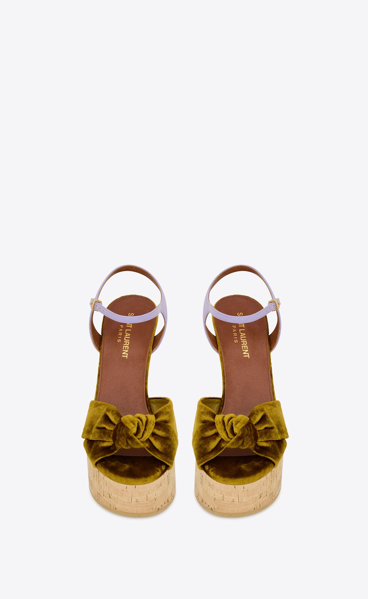 YSL Bianca Plattform Sandals In Velvet And Smooth Leder Gold | 71043-PUDQ