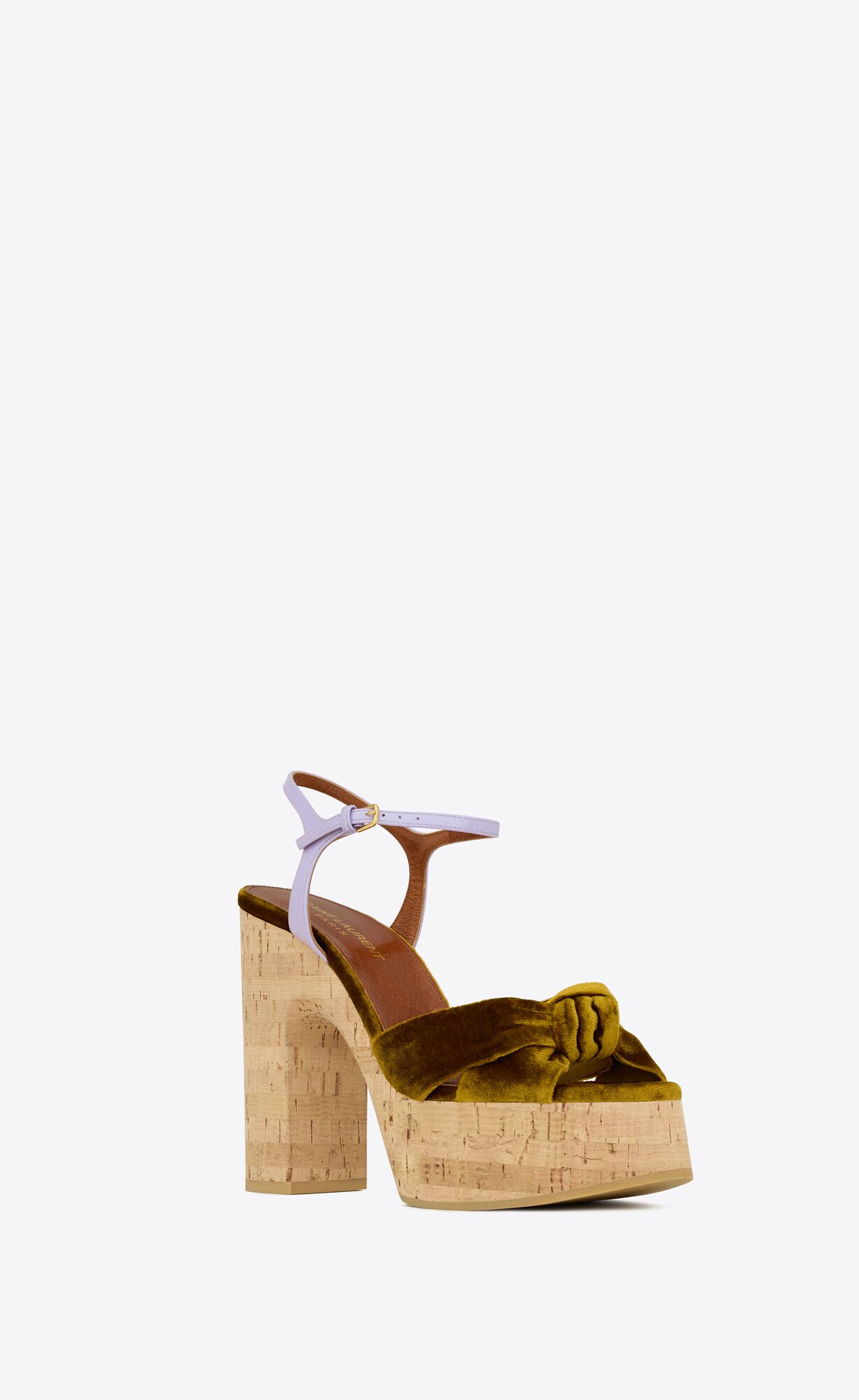 YSL Bianca Plattform Sandals In Velvet And Smooth Leder Gold | 71043-PUDQ