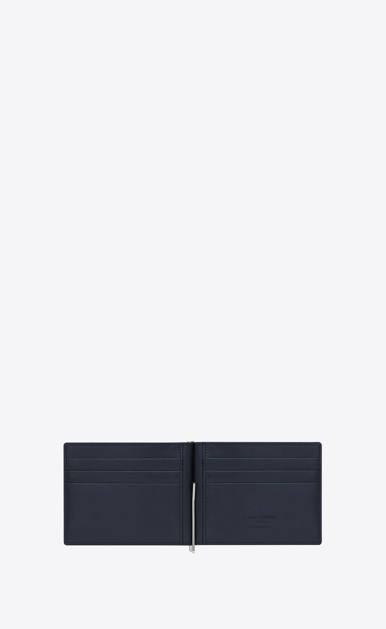 YSL Bill Clip Wallet In Grain De Poudre Embossed Leder Blau | 31250-RAPS