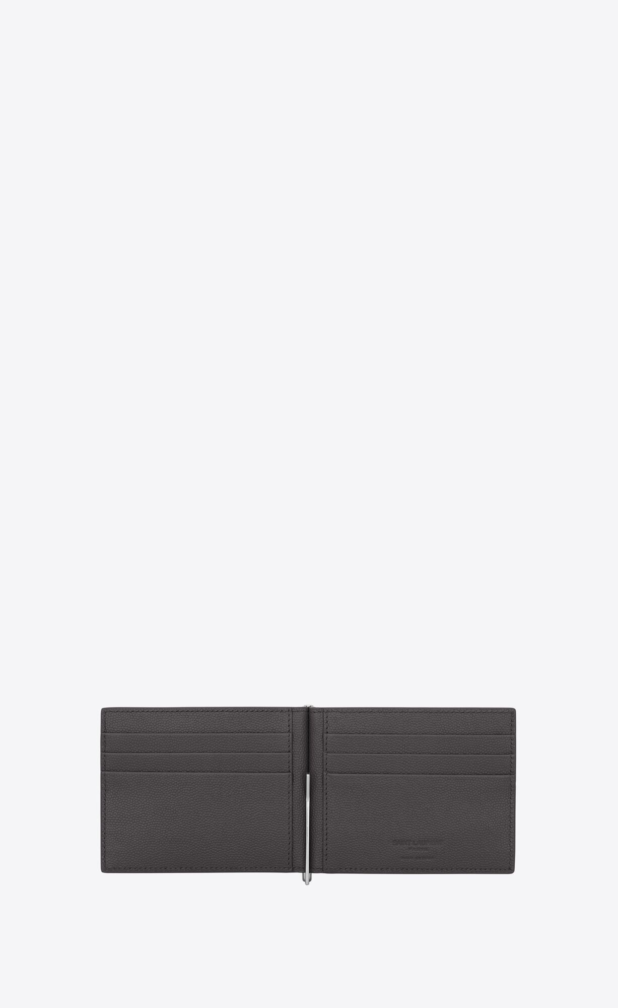 YSL Bill Clip Wallet In Grain De Poudre-embossed Leder Storm | 31852-AGHQ