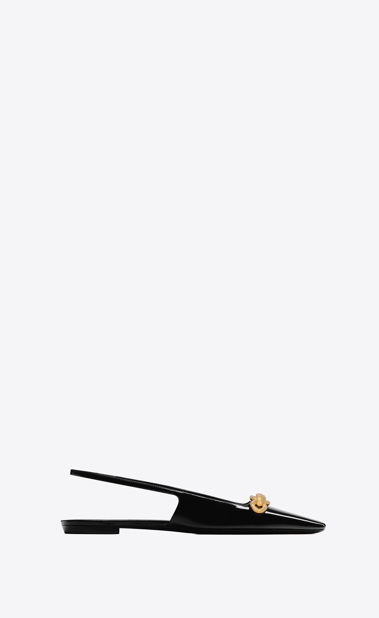 YSL Blade Slingback Flats In Lack Leder Schwarz | 73291-WXHM