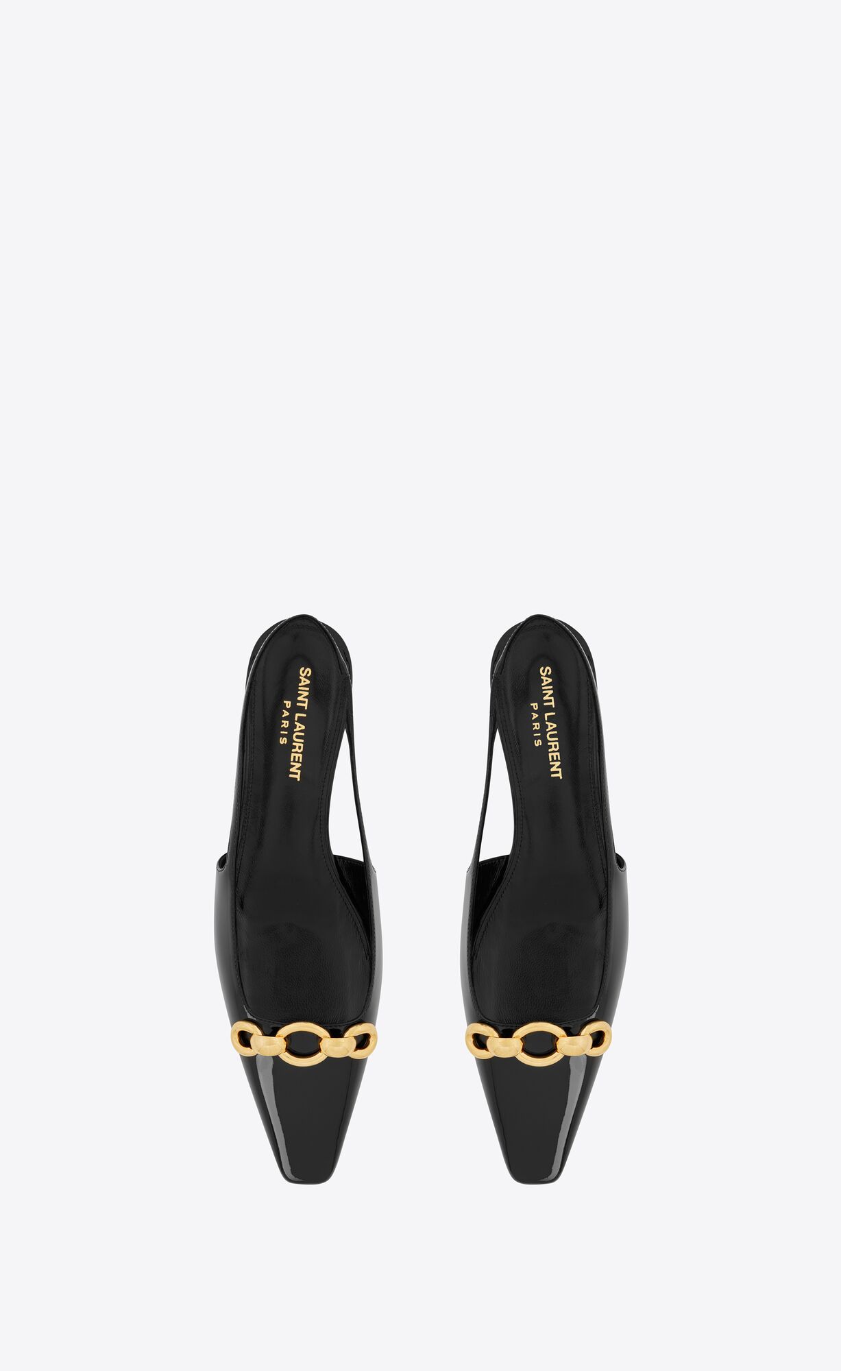 YSL Blade Slingback Flats In Lack Leder Schwarz | 73291-WXHM