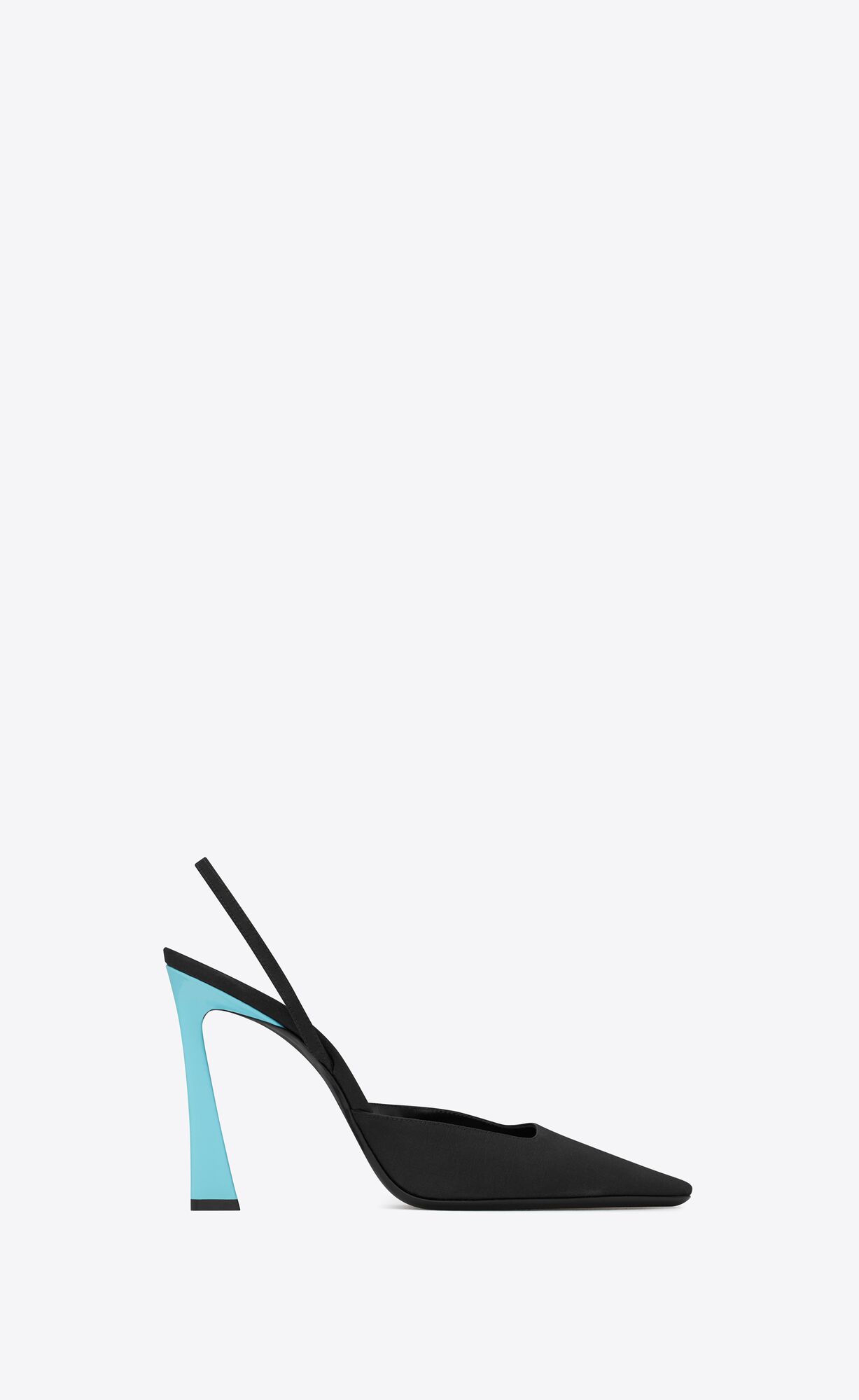 YSL Blade Slingback Pumps In Shantung And Lack Leder Noir Et Celeste | 49087-JYUB