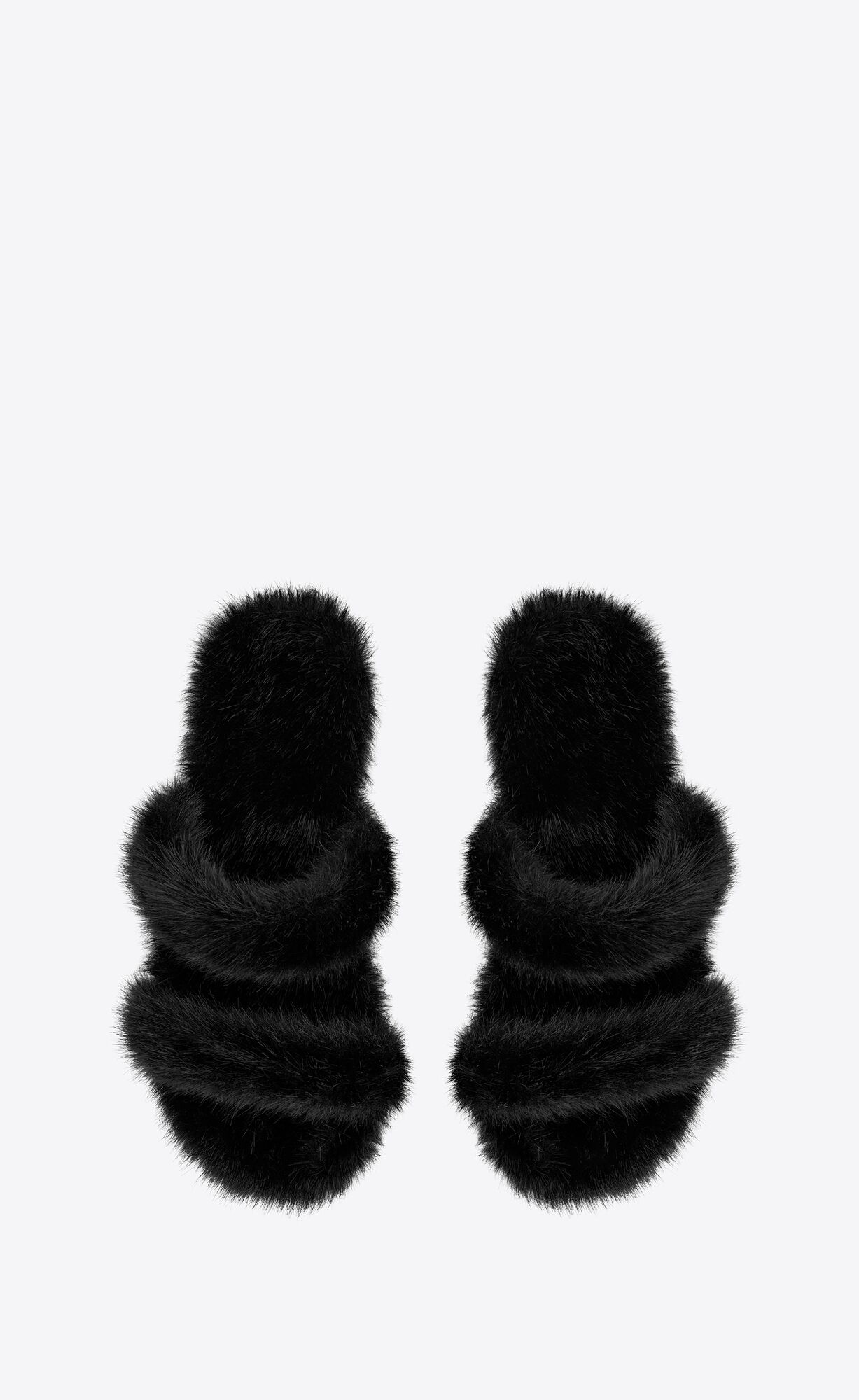 YSL Bleach Mules In Animal-free Fur Noir | 06715-KDXM