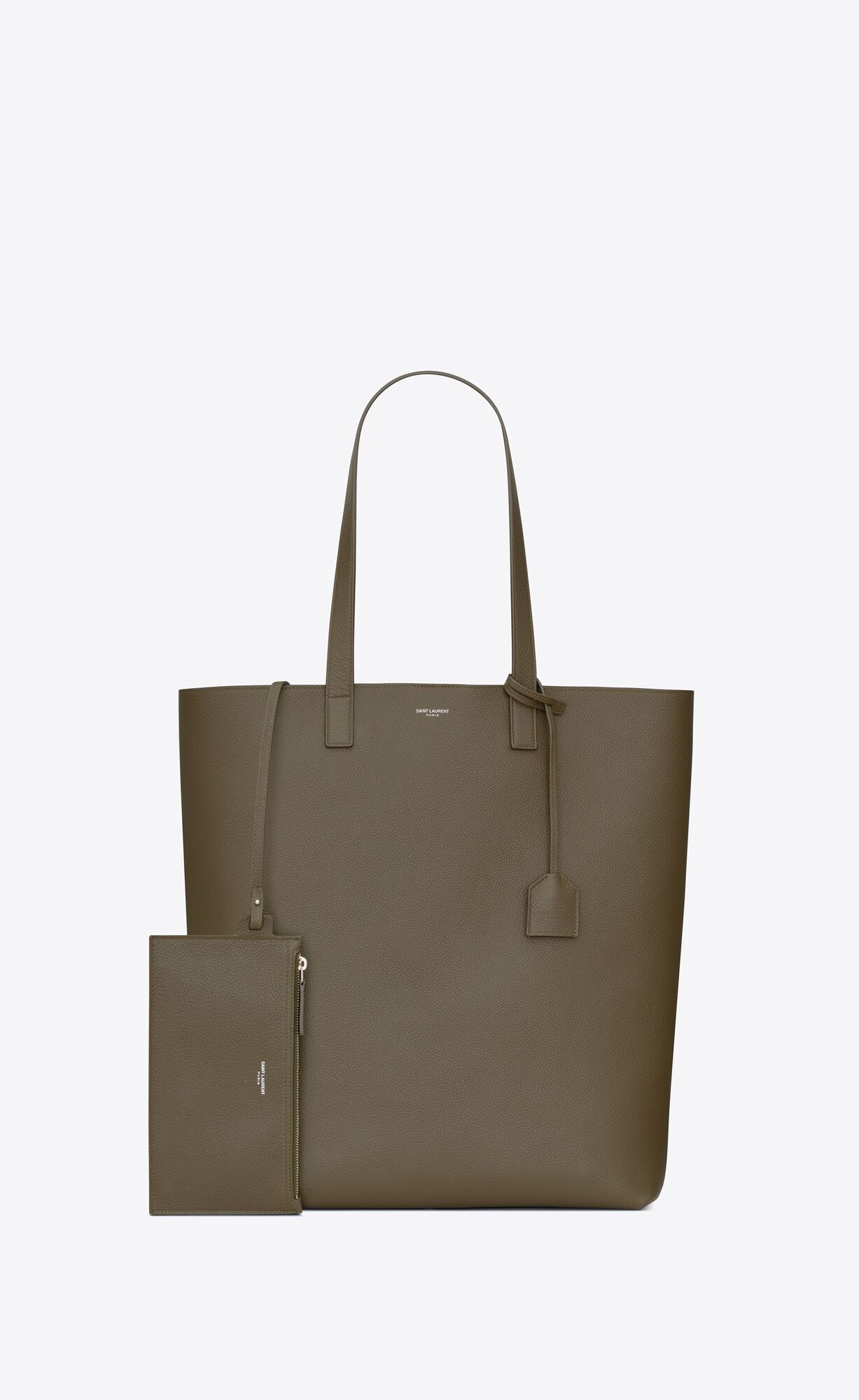 YSL Bold Shopping Bag In Grained Leder Dunkelkhaki | 91865-PLZM