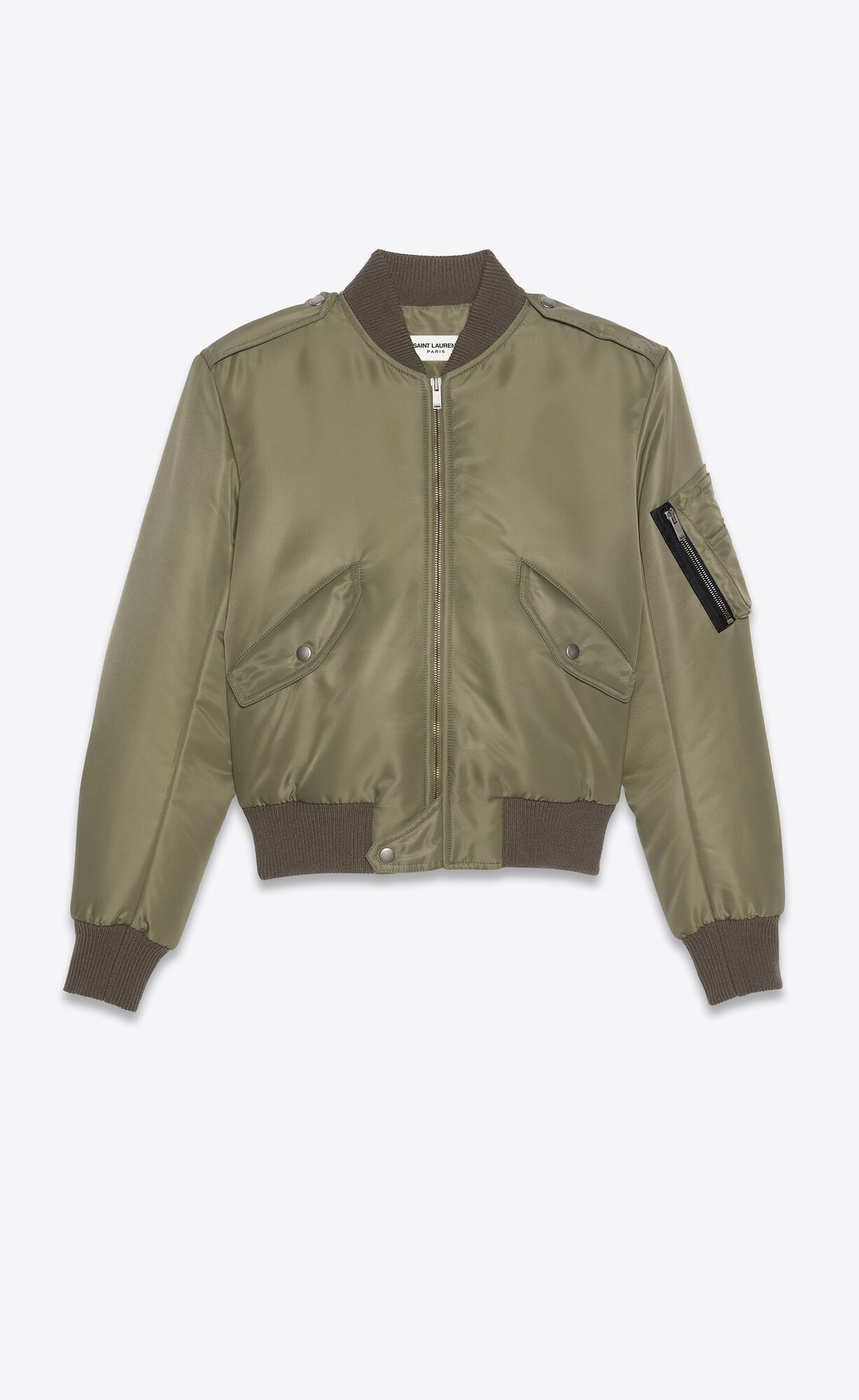 YSL Bomber Jacket In Nylon Khaki | 29573-CFJL